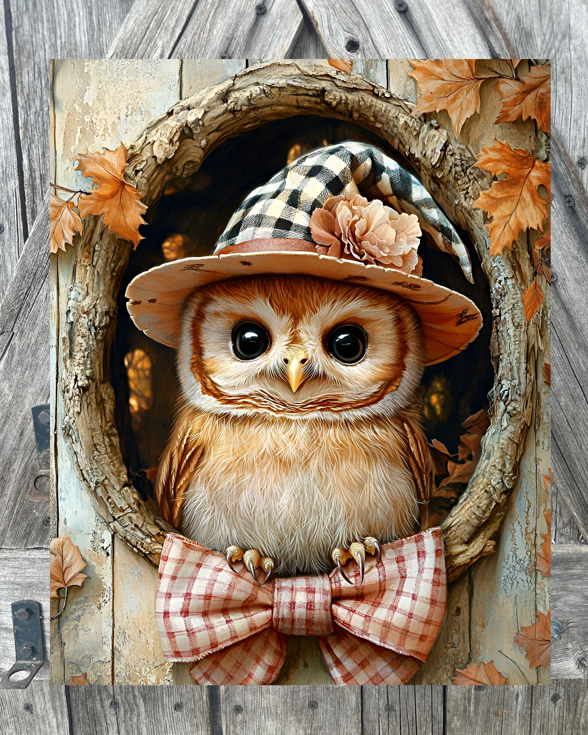 Autumn Tree Owl, Autumn Sign, Autumn Decor, Autumn Wall Art