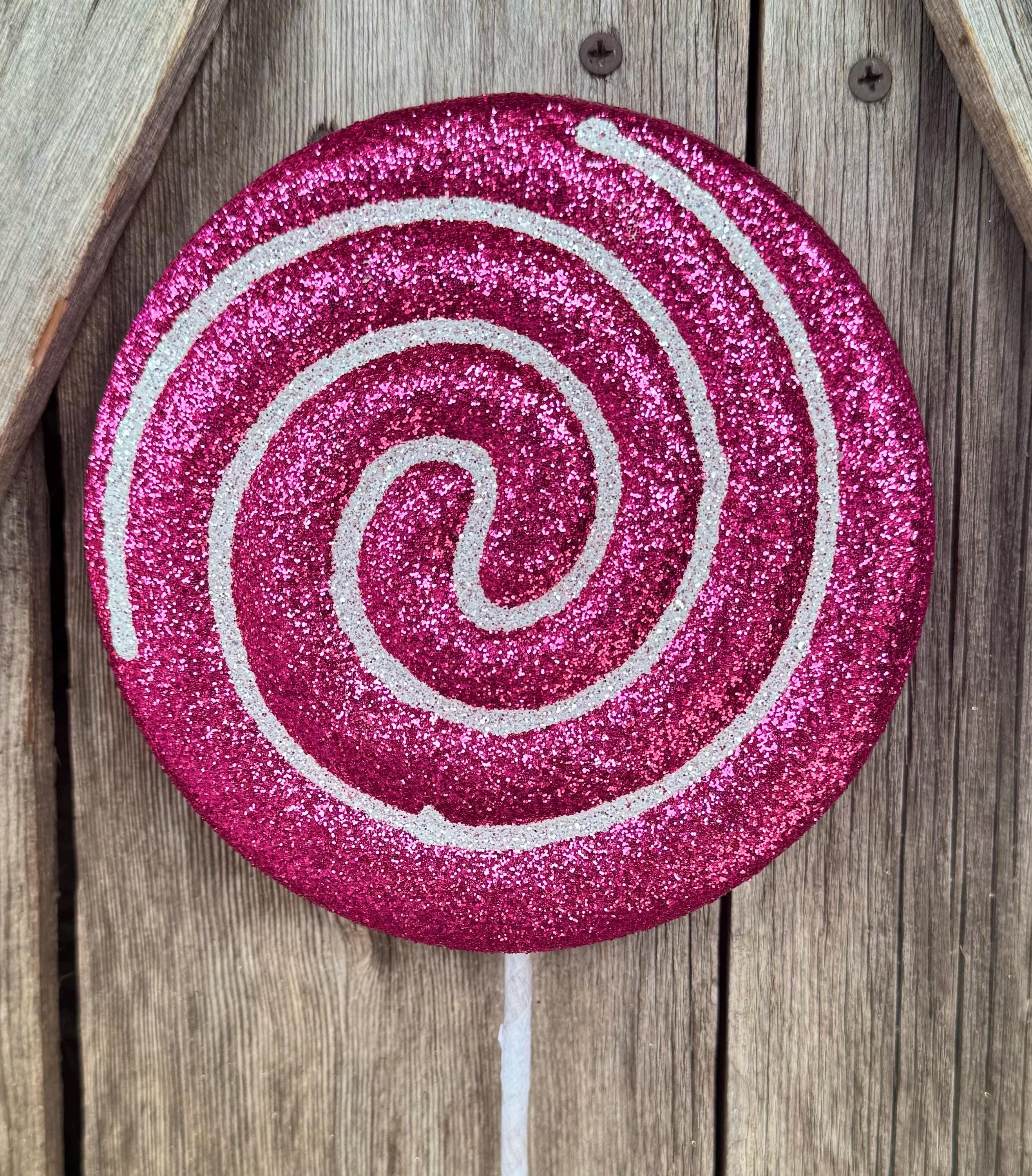 Hot Pink Glitter Lollipop Pick