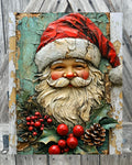 Vintage Santa Holly, Christmas Sign, Christmas Decor, Christmas Wall Art