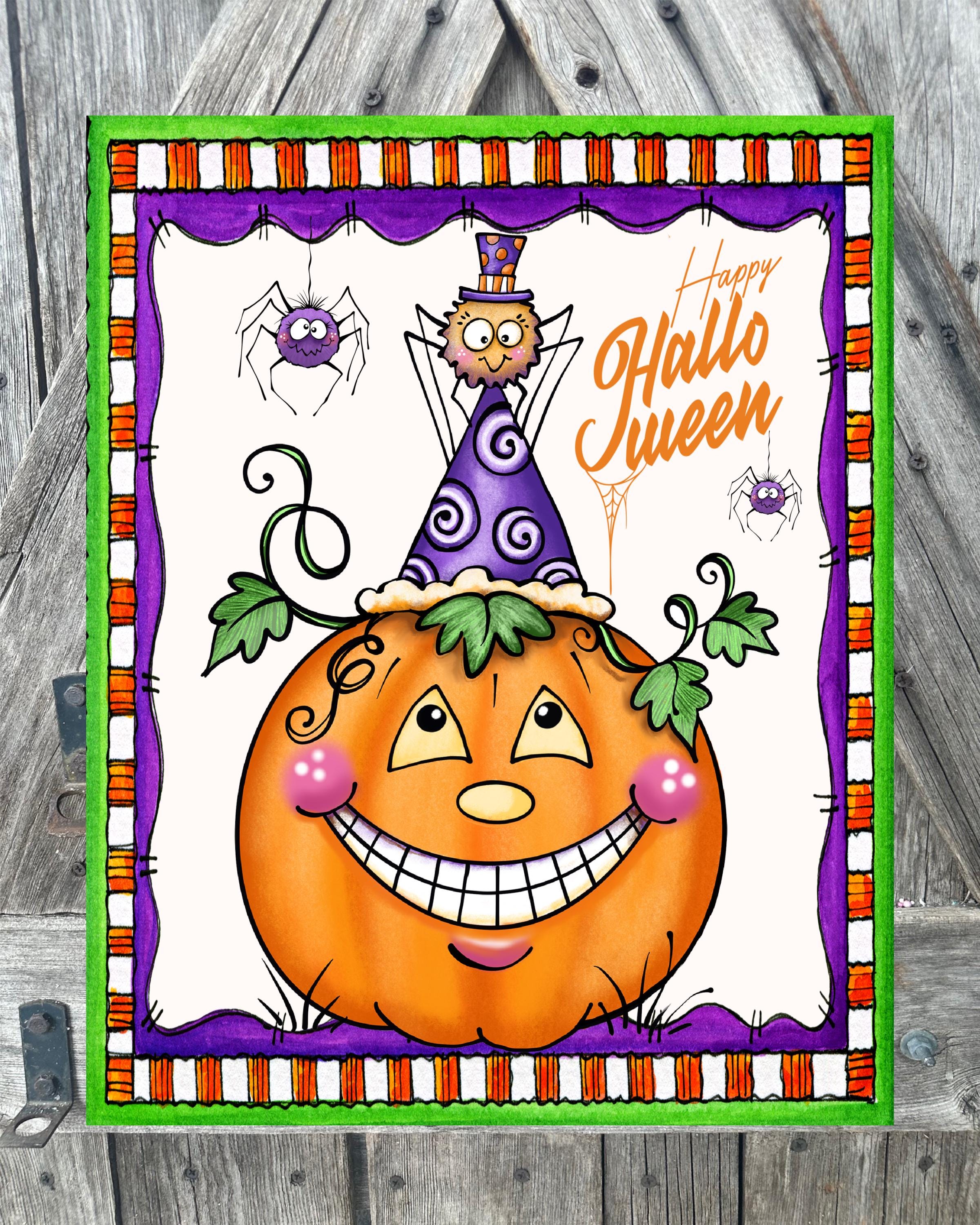 Happy Halloween Party Pumpkin and Spider, Halloween Sign, Halloween Decor, Halloween Wall Art