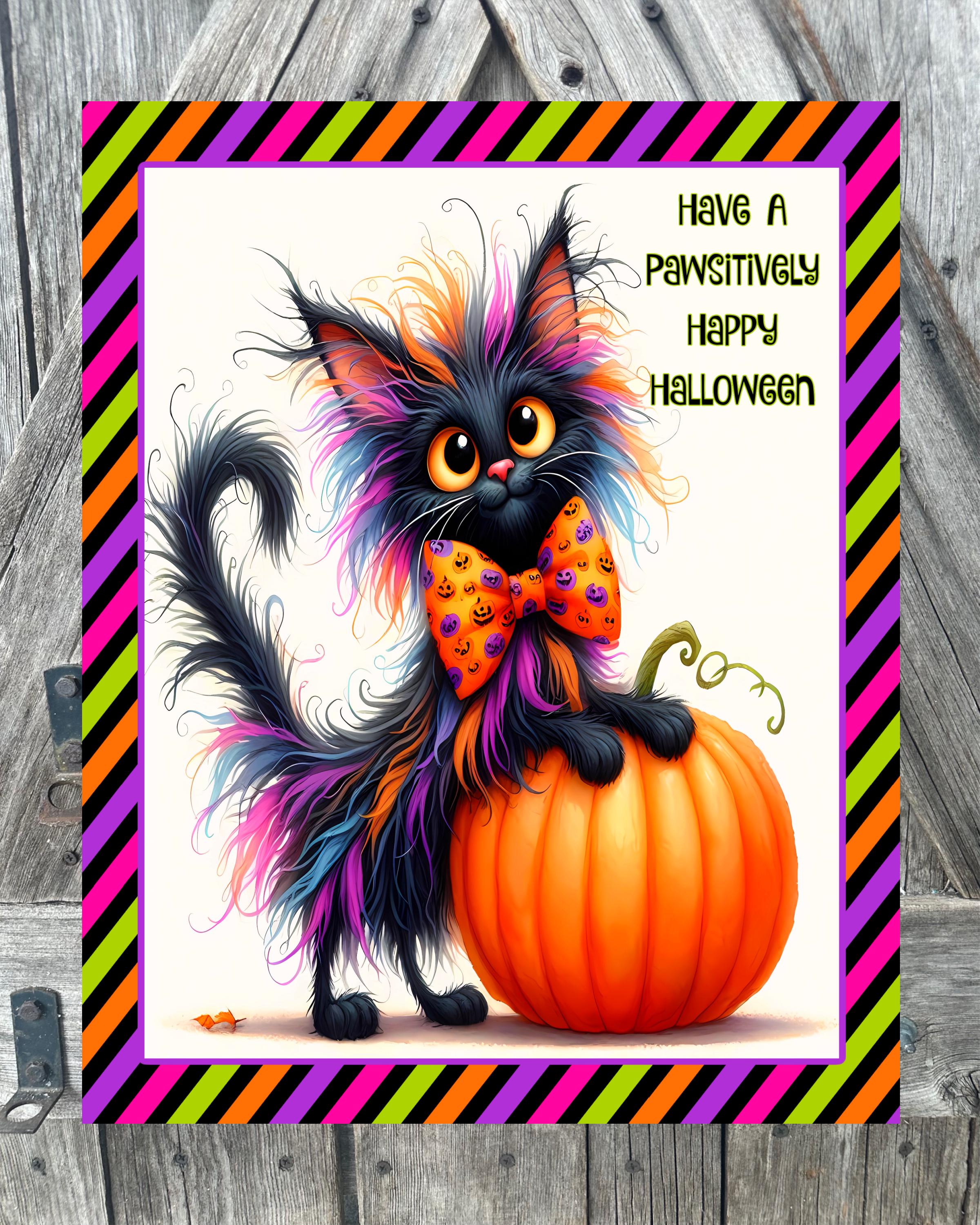 Pawsitively Happy Halloween, Halloween Sign, Halloween Decor, Halloween Wall Art