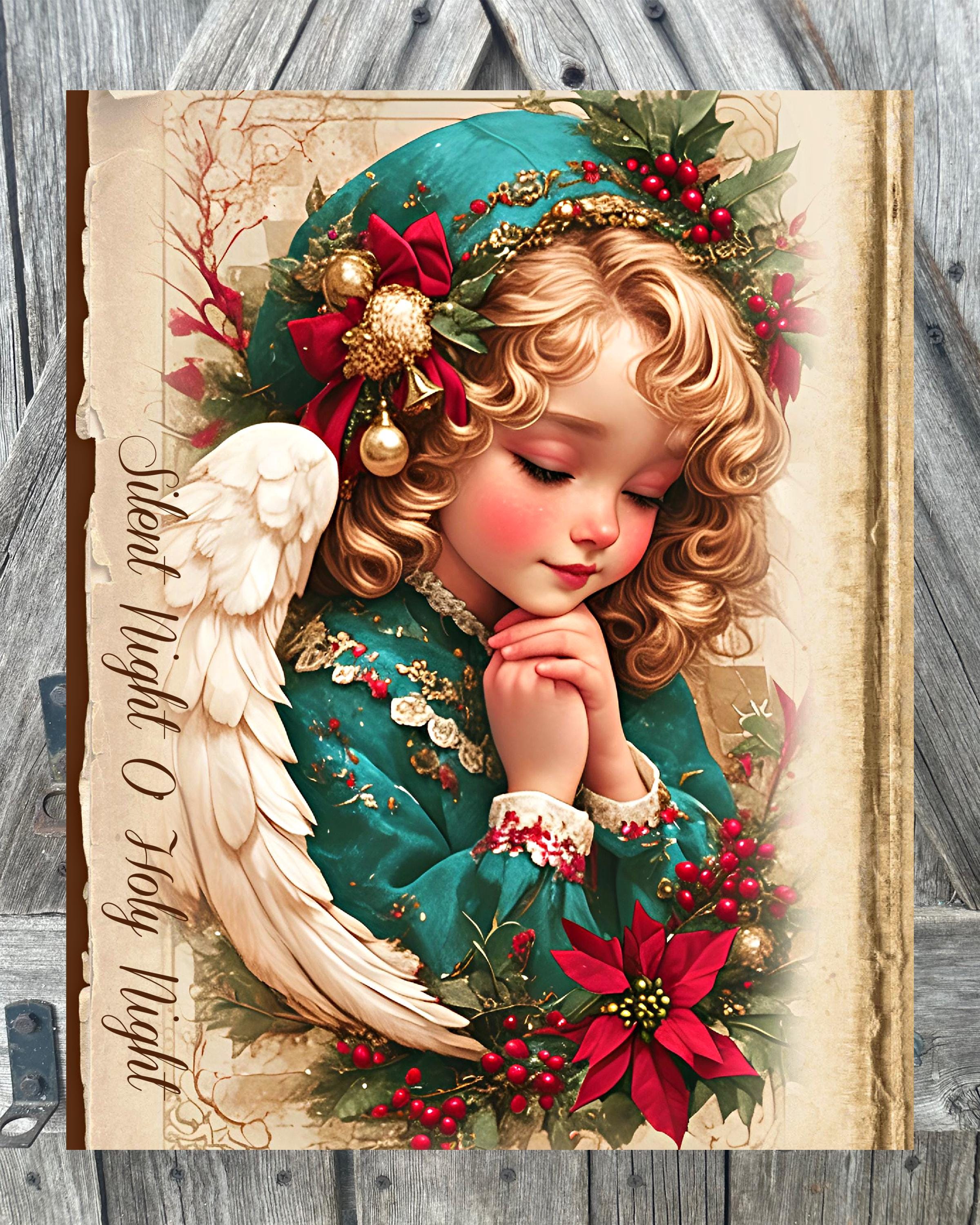 Silent Night O Holy Night, Angel, Christmas Sign, Christmas Decor, Christmas Wall Art