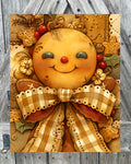 Gingerbread Gingham Bow, Christmas Sign, Christmas Decor, Christmas Wall Art