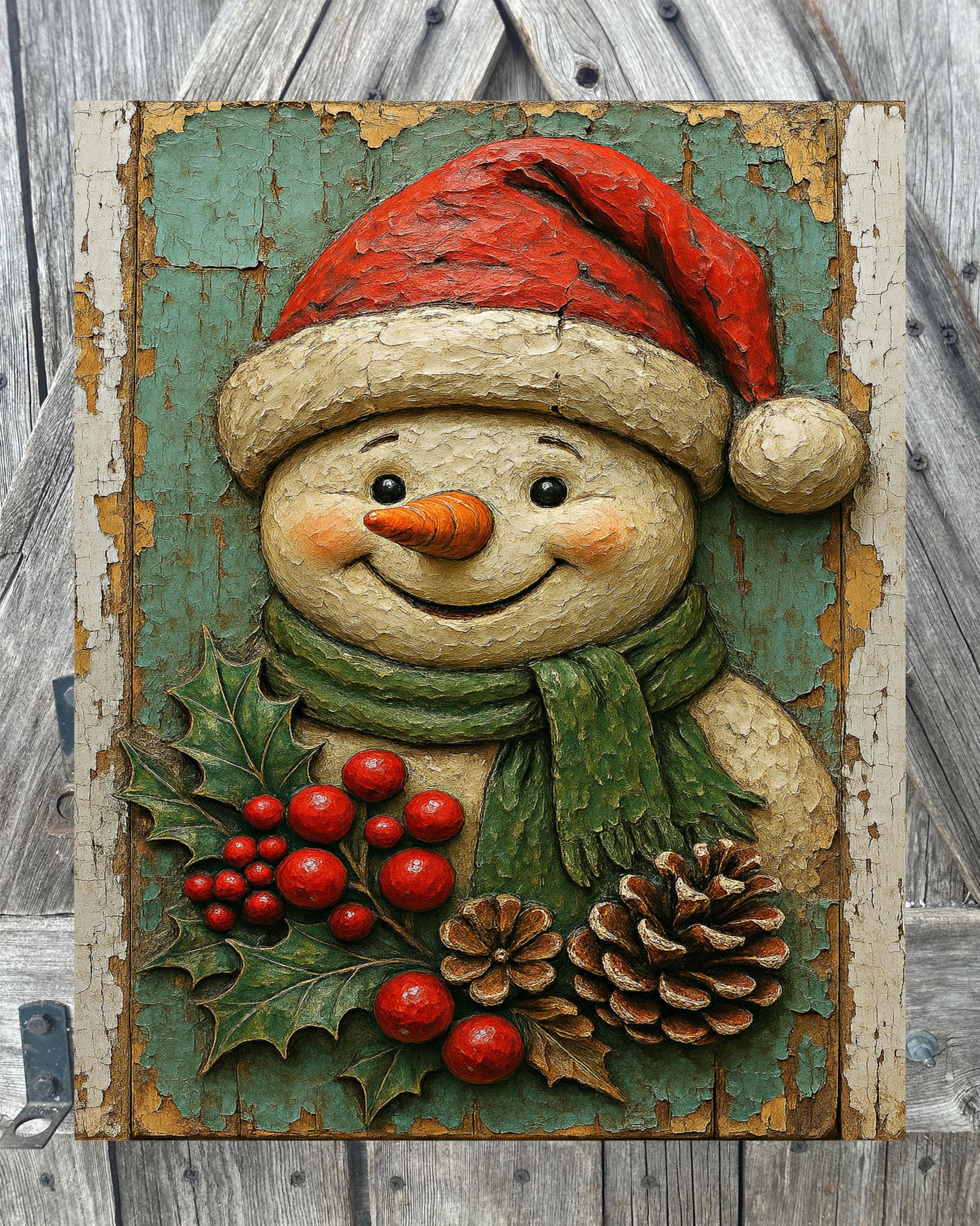 Vintage Snowman, Christmas Sign, Christmas Decor, Christmas Wall Art