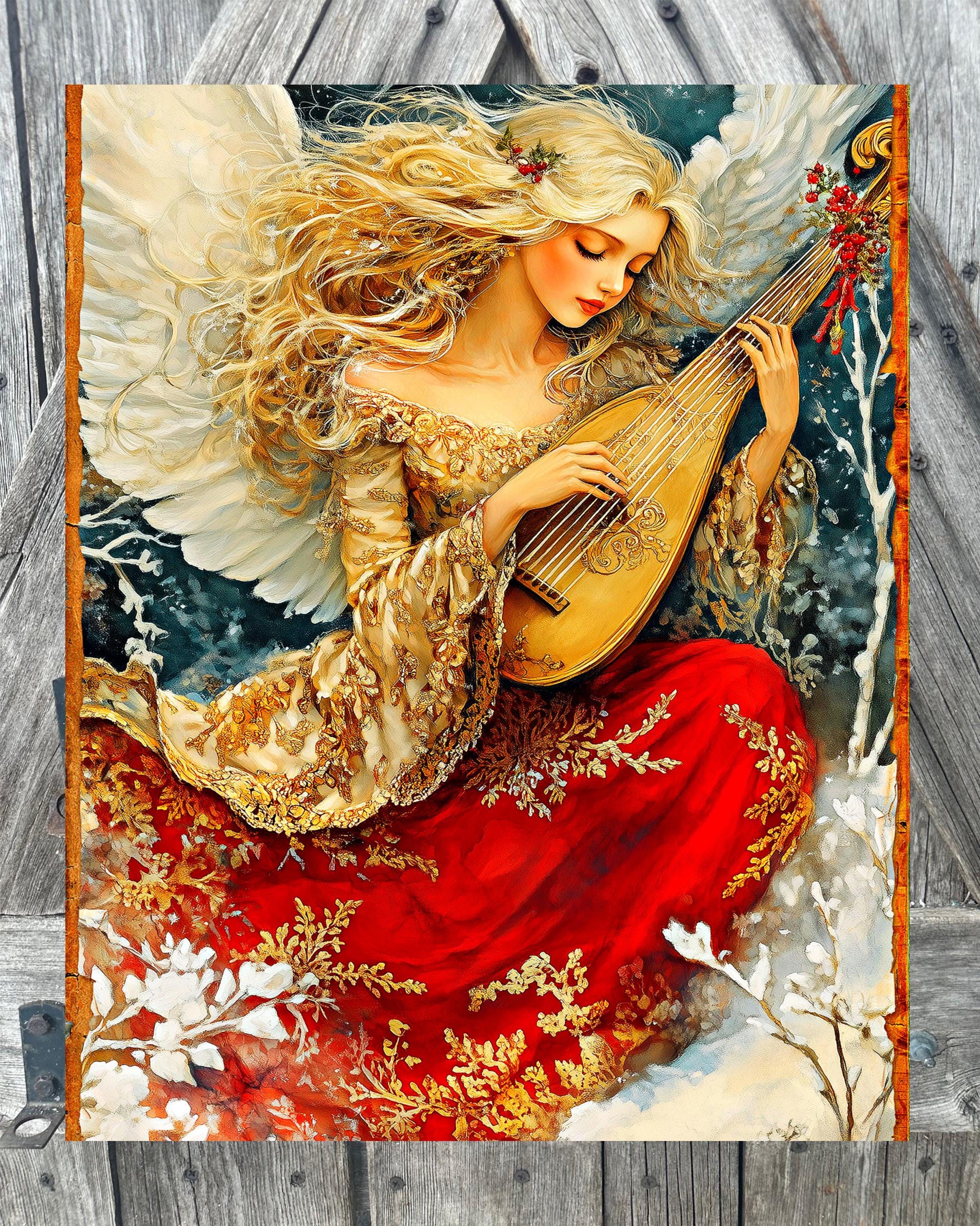 Musical Angel, Christmas Sign, Christmas Decor, Christmas Wall Art