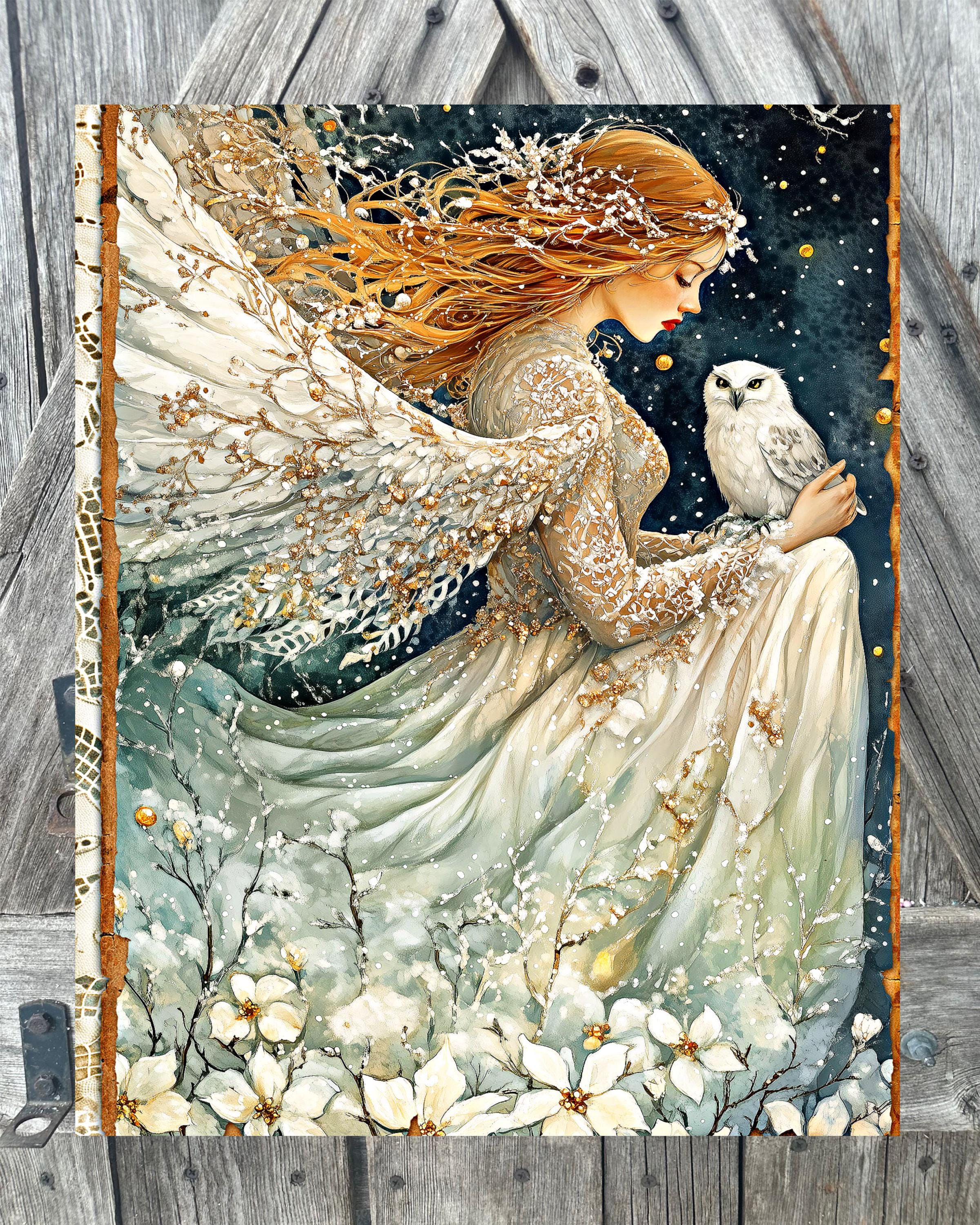 Owl Angel, Christmas Sign, Christmas Decor, Christmas Wall Art