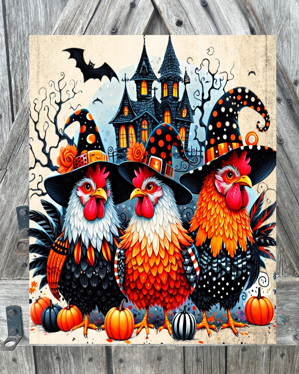 A Rooster's Halloween, Halloween Sign, Halloween Decor, Halloween Wall Art