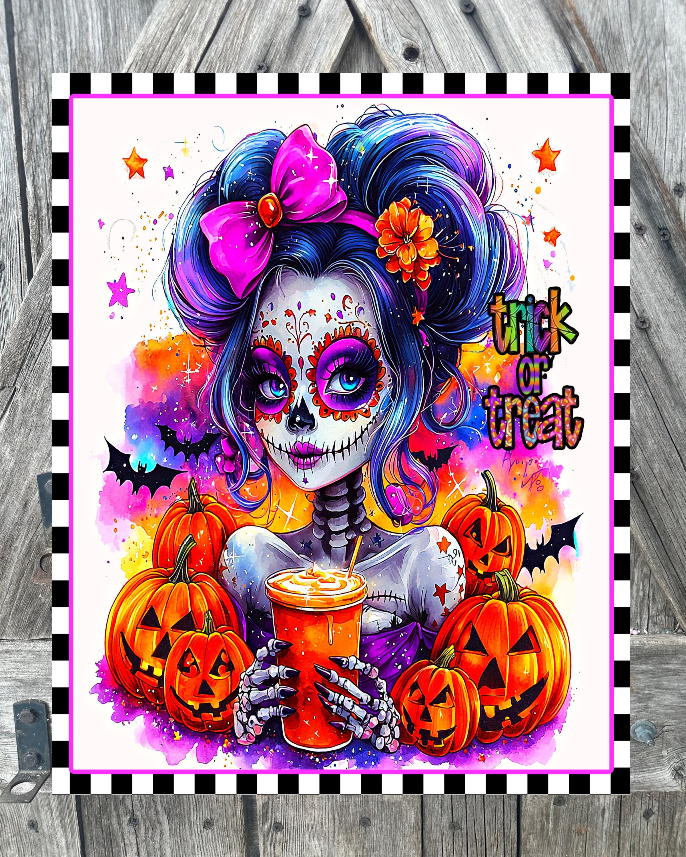 Trick or Treat Colorful, Halloween Sign, Halloween Decor, Halloween Wall Art