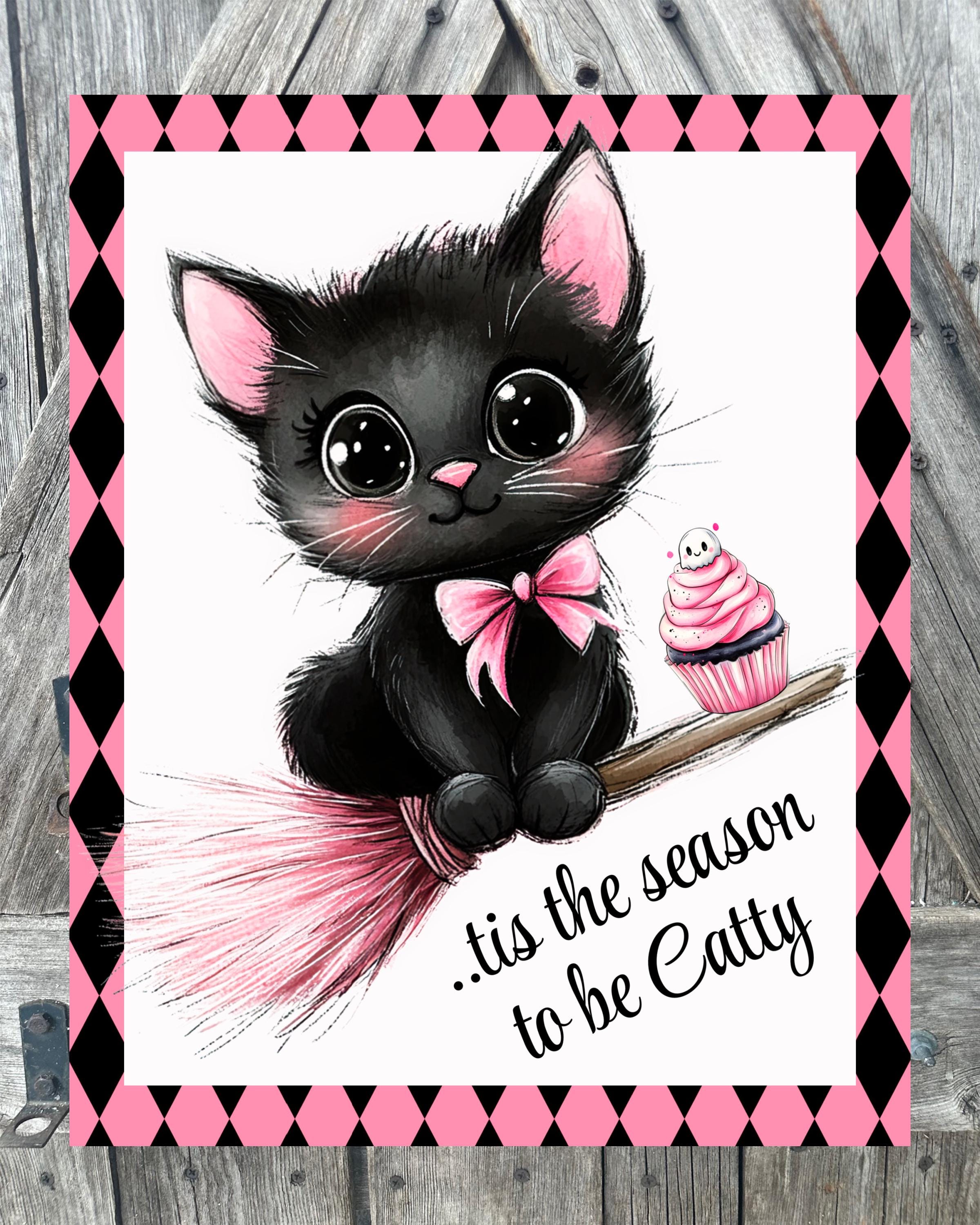 Tis The Season To Be Catty, Halloween Sign, Halloween Decor, Halloween Wall Art