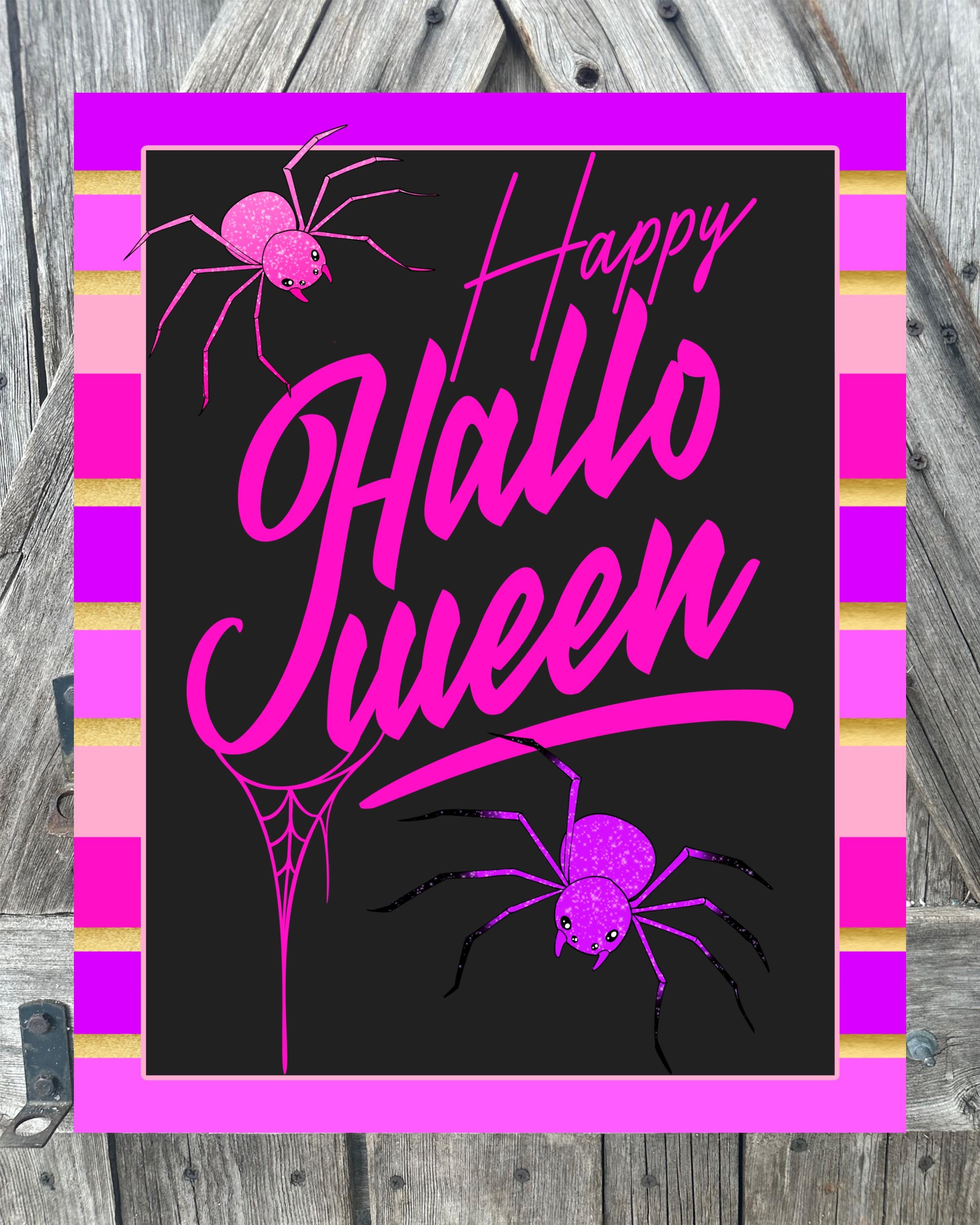 Happy Halloween Pink Purple, Halloween Sign, Halloween Decor, Halloween Wall Art