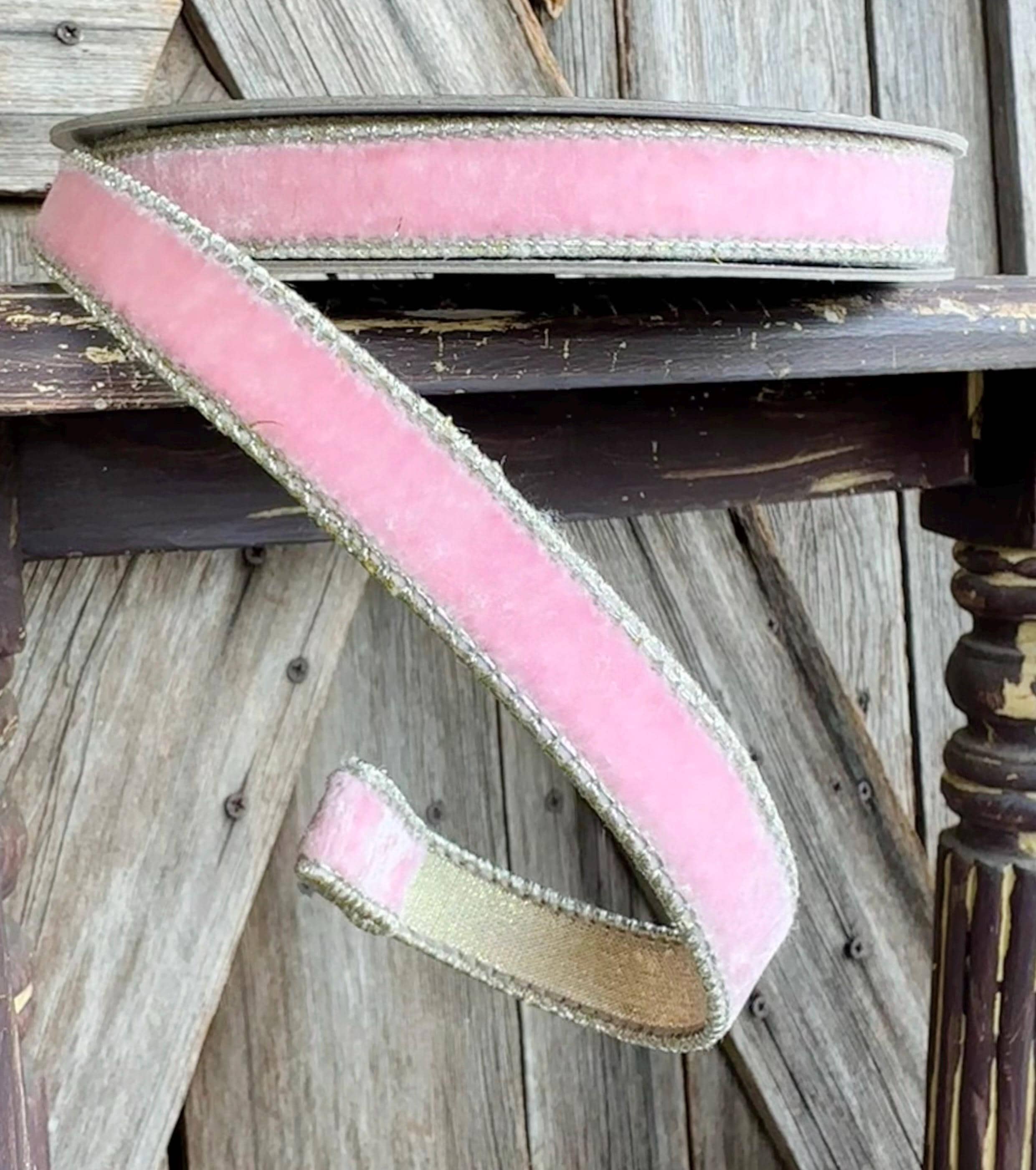 Pink Flashy Velvet Farrisilk Wired Ribbon 3/4 Inch