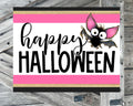 Happy Halloween Pink Black Bat, Halloween Sign, Halloween Decor, Halloween Wall Art