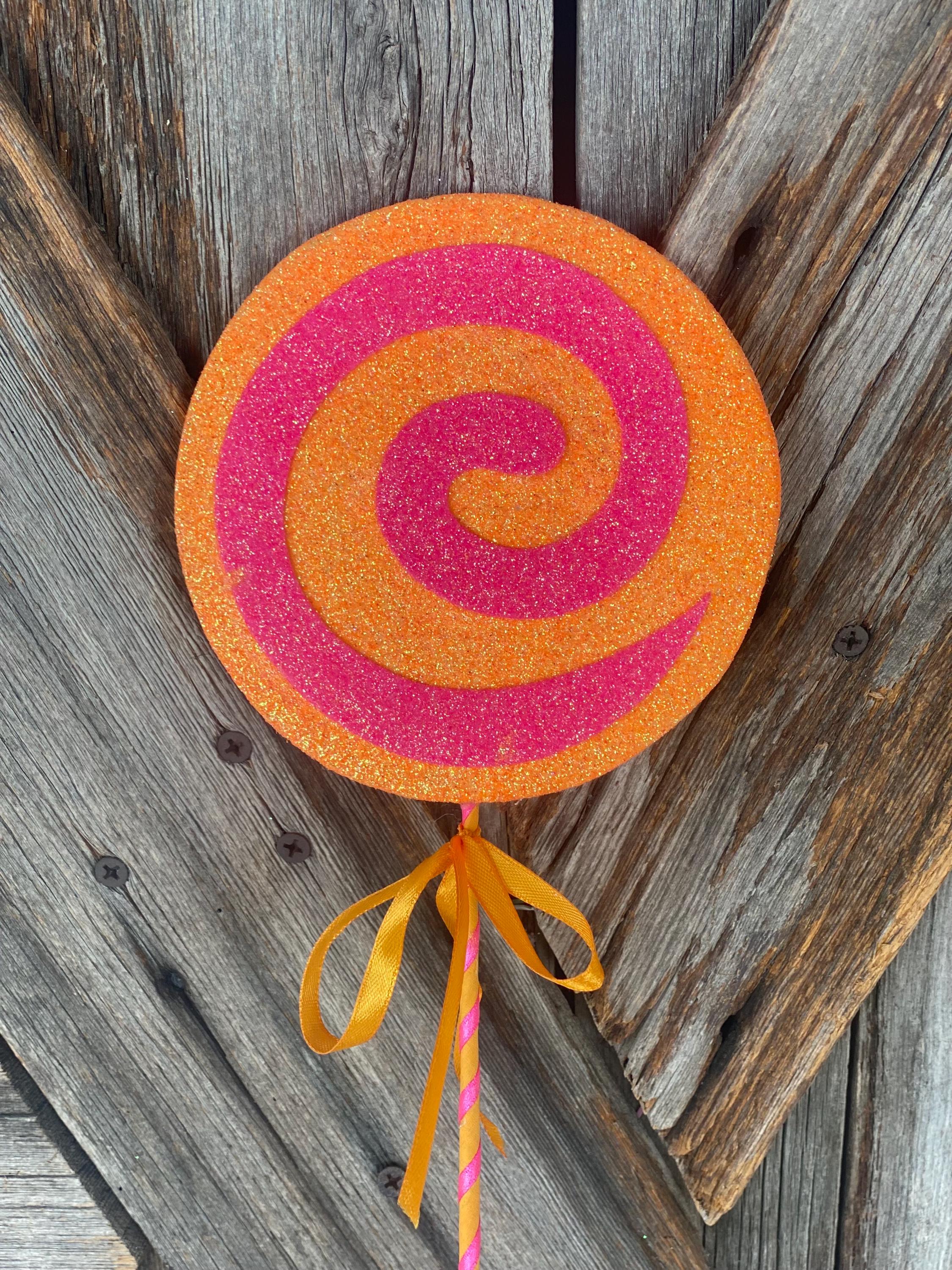 Pink Orange Swirl Lollipop , 5 Inches Wide