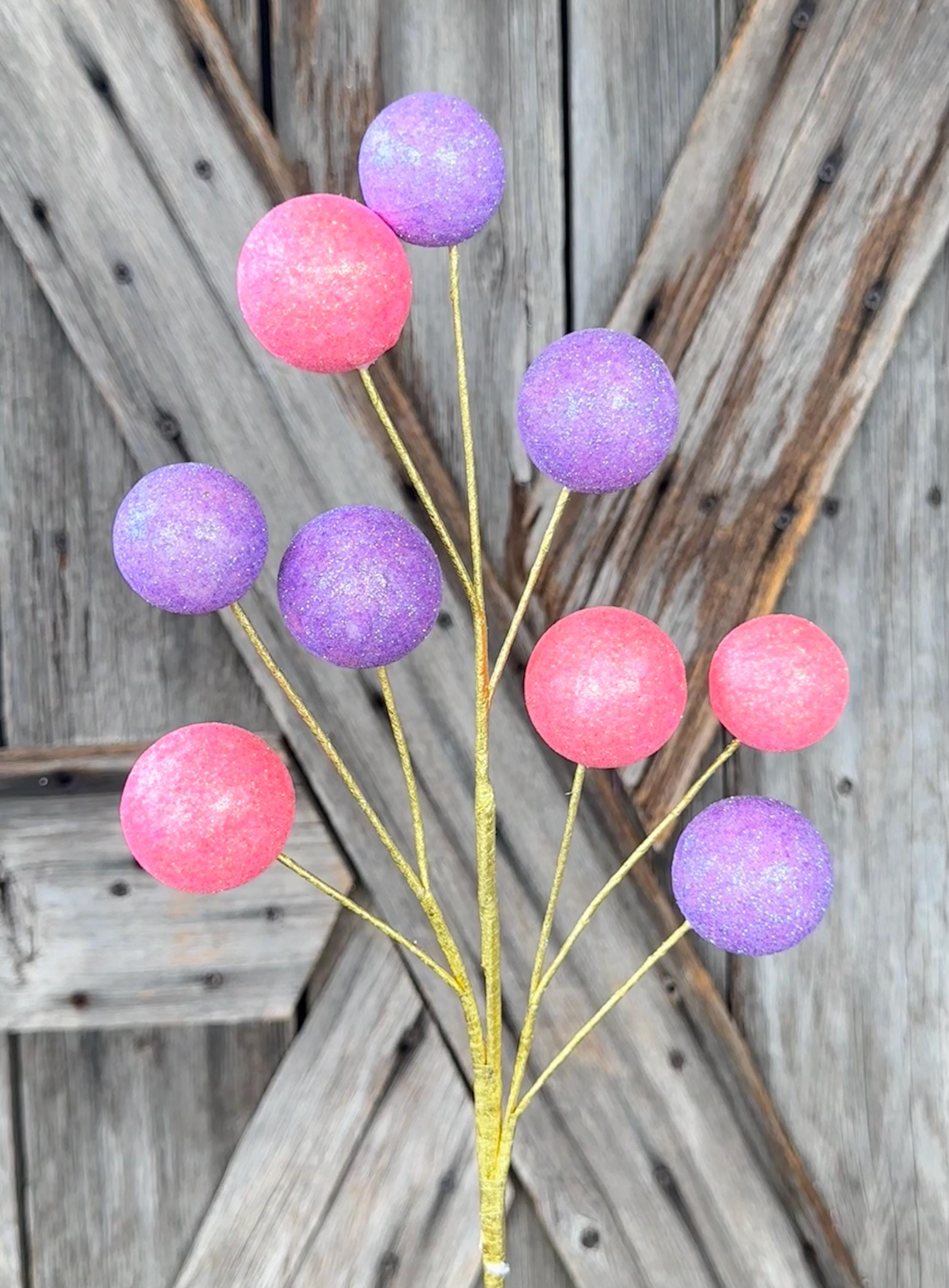 Pink Lavender Gold Ball Spray , Wreath Supply, Floral