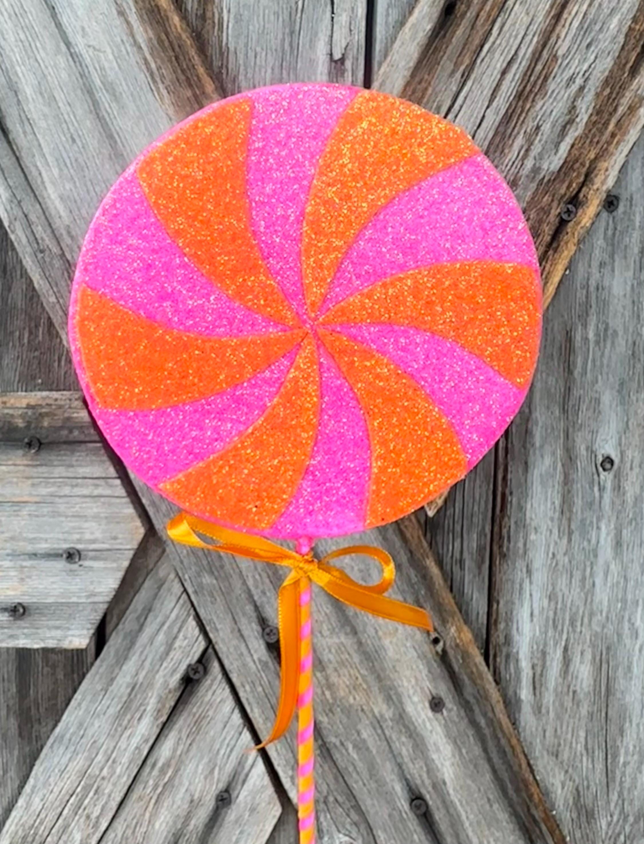 Pink Orange Lollipop , 5 Inches Wide