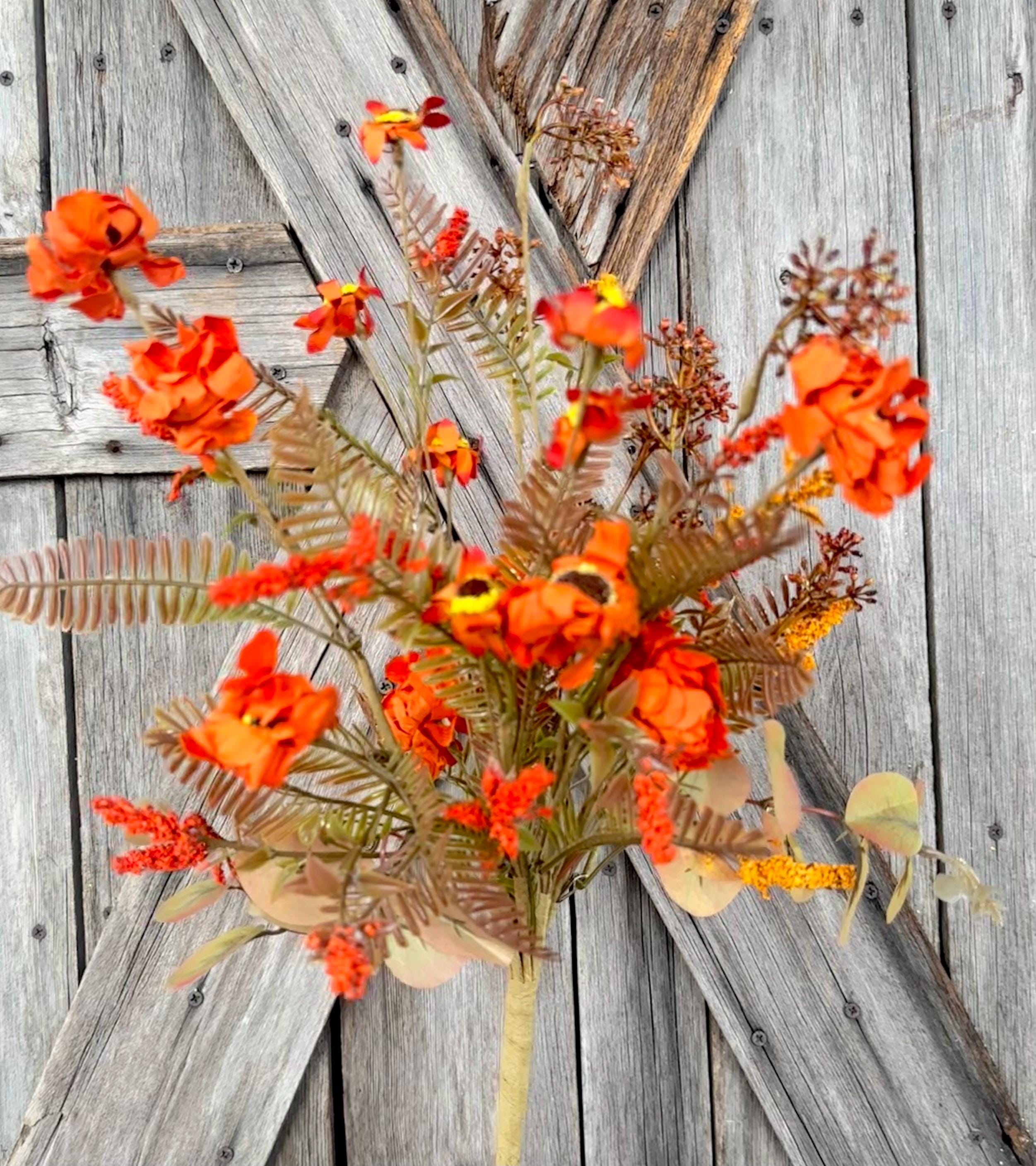 Autumn Sunflower Orange Bush , Wreath Supply, Floral