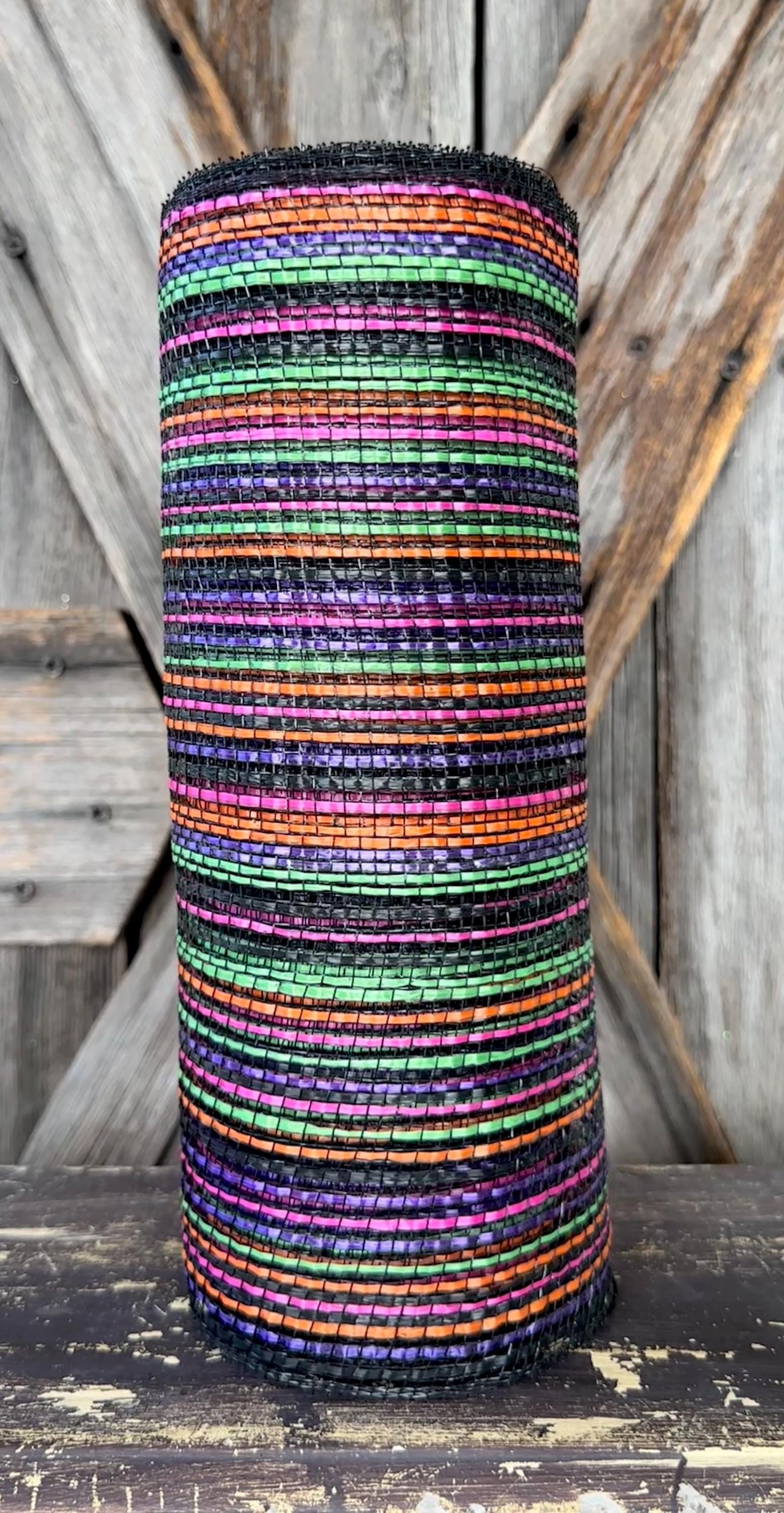 Black Orange Pink Purple Lime Stripe Mesh