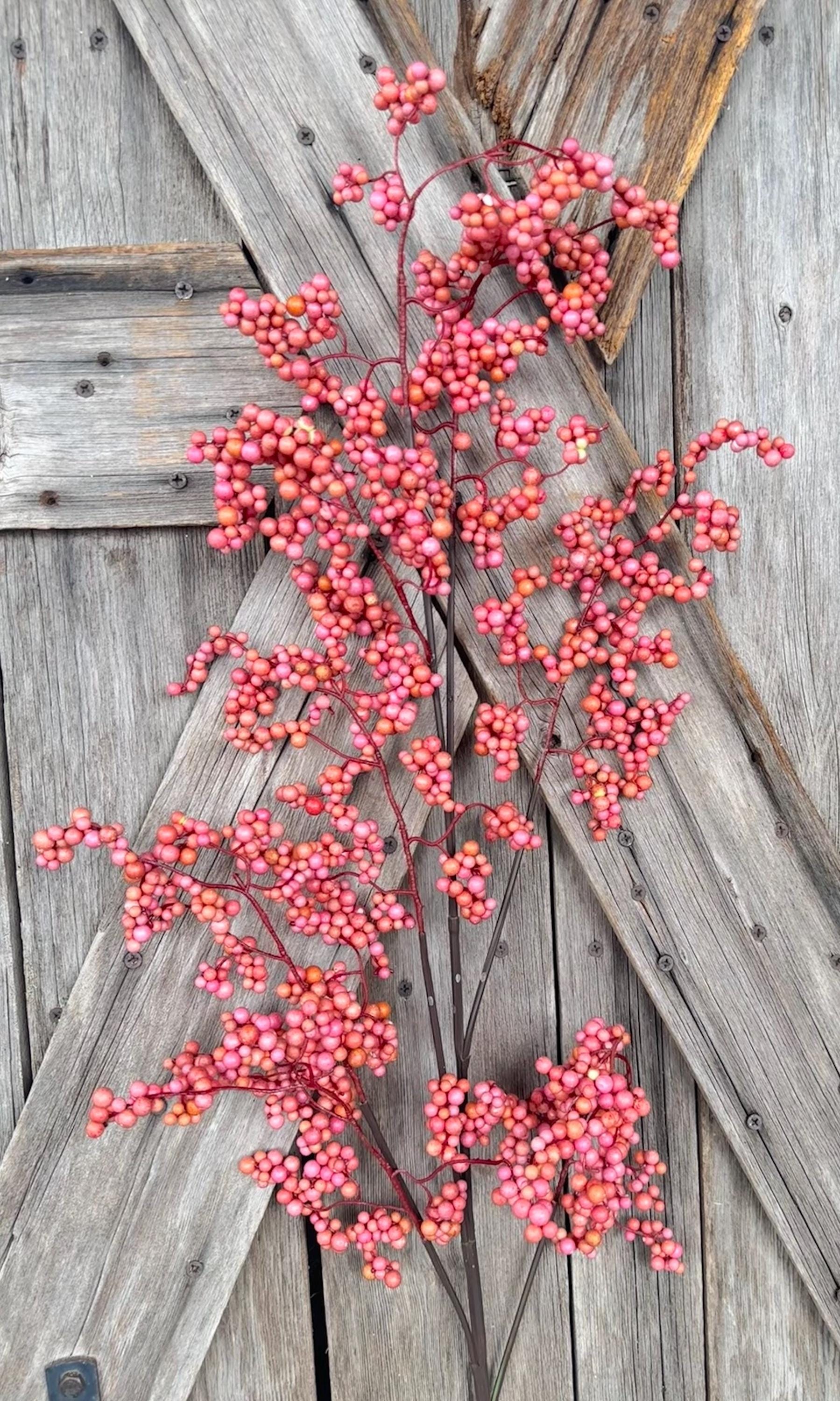 Pink Berry Spray Large, Pre-Cut Stem , Wreath Supply, Floral