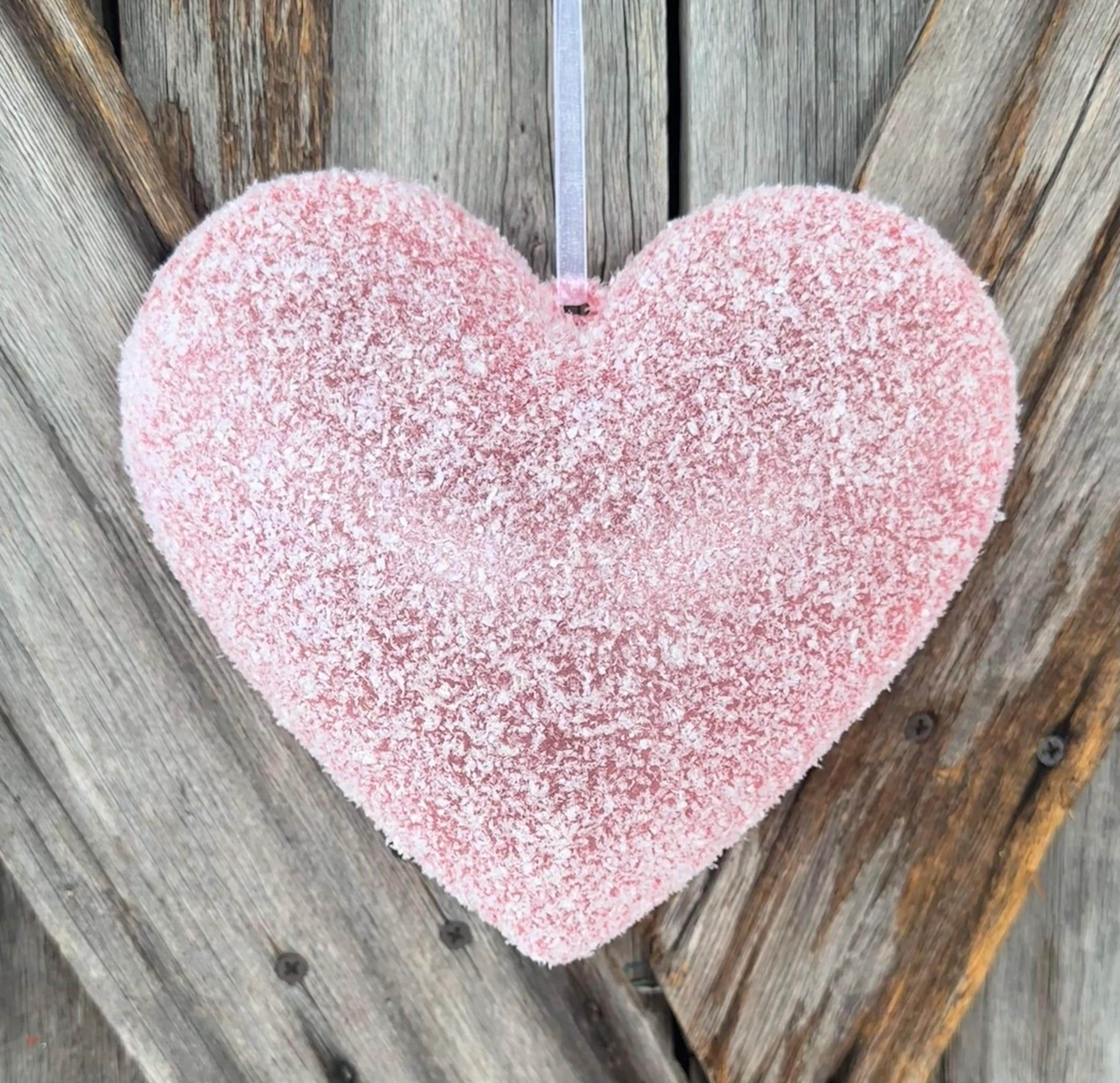 Snowy Pink Heart 8 Inches