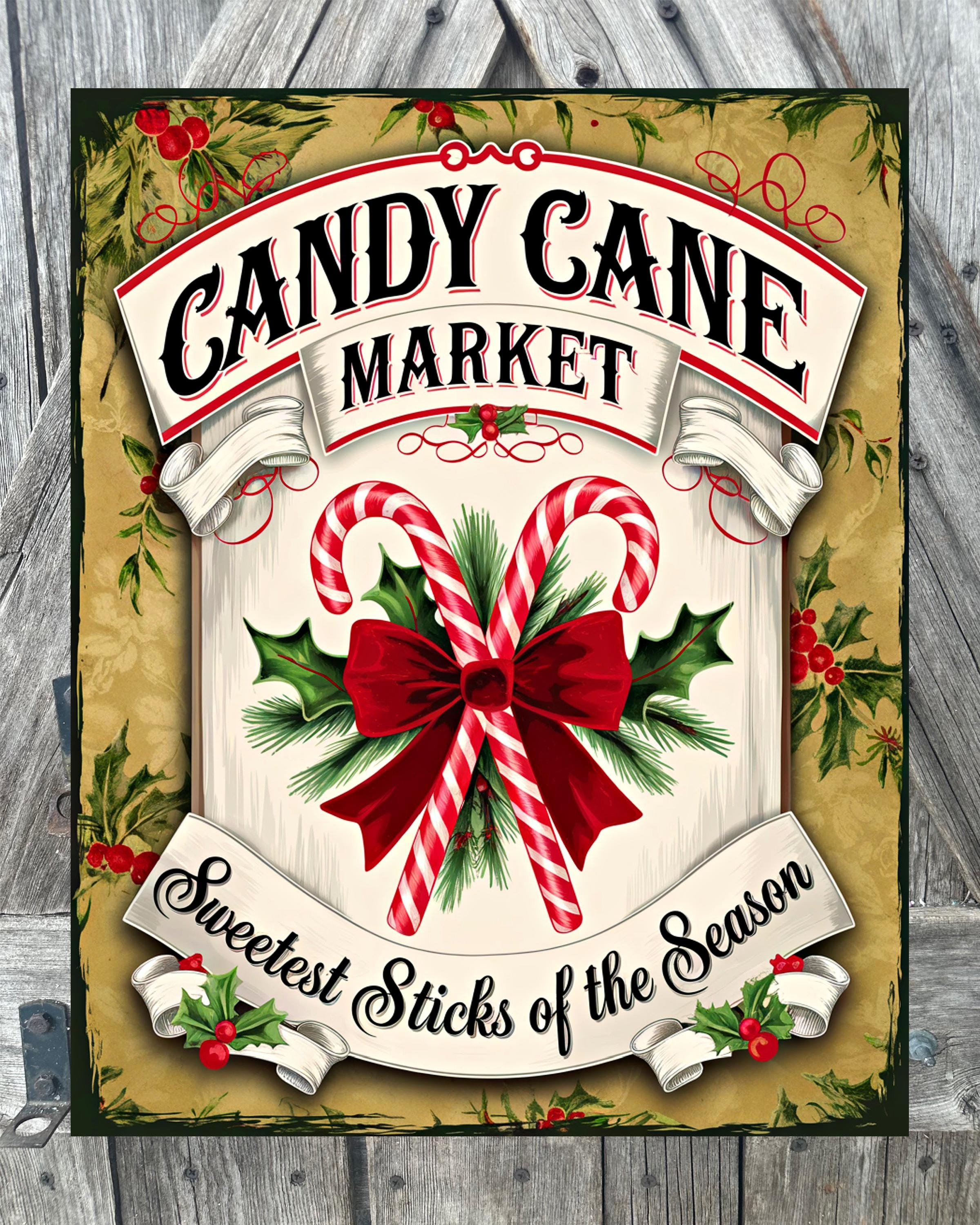 Candy Cane Market, Christmas Decor, Christmas Wall Art