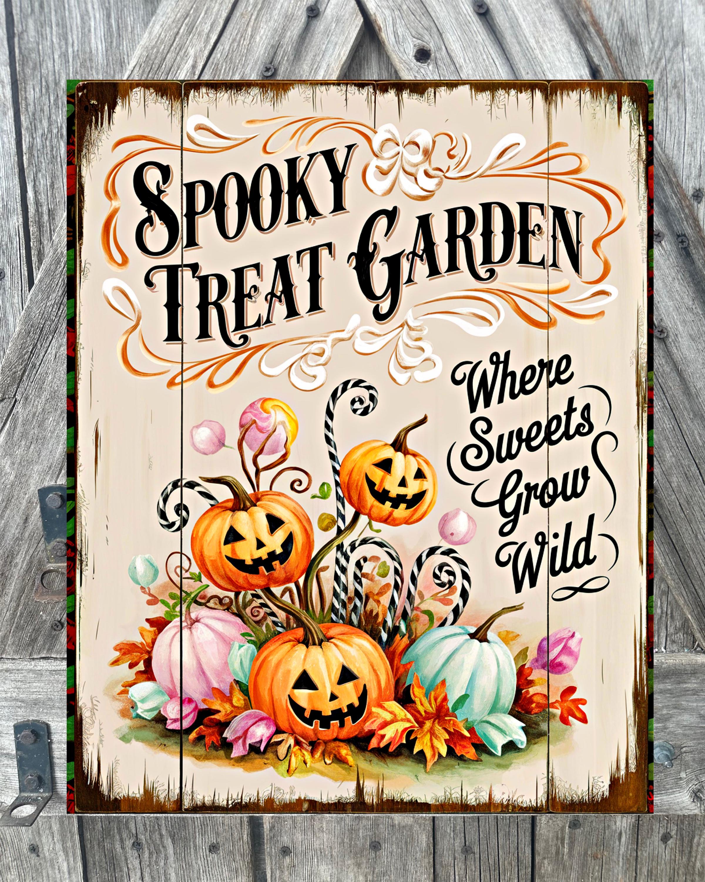 Spooky Treat Garden, Halloween Sign, Halloween Decor, Halloween Wall Art