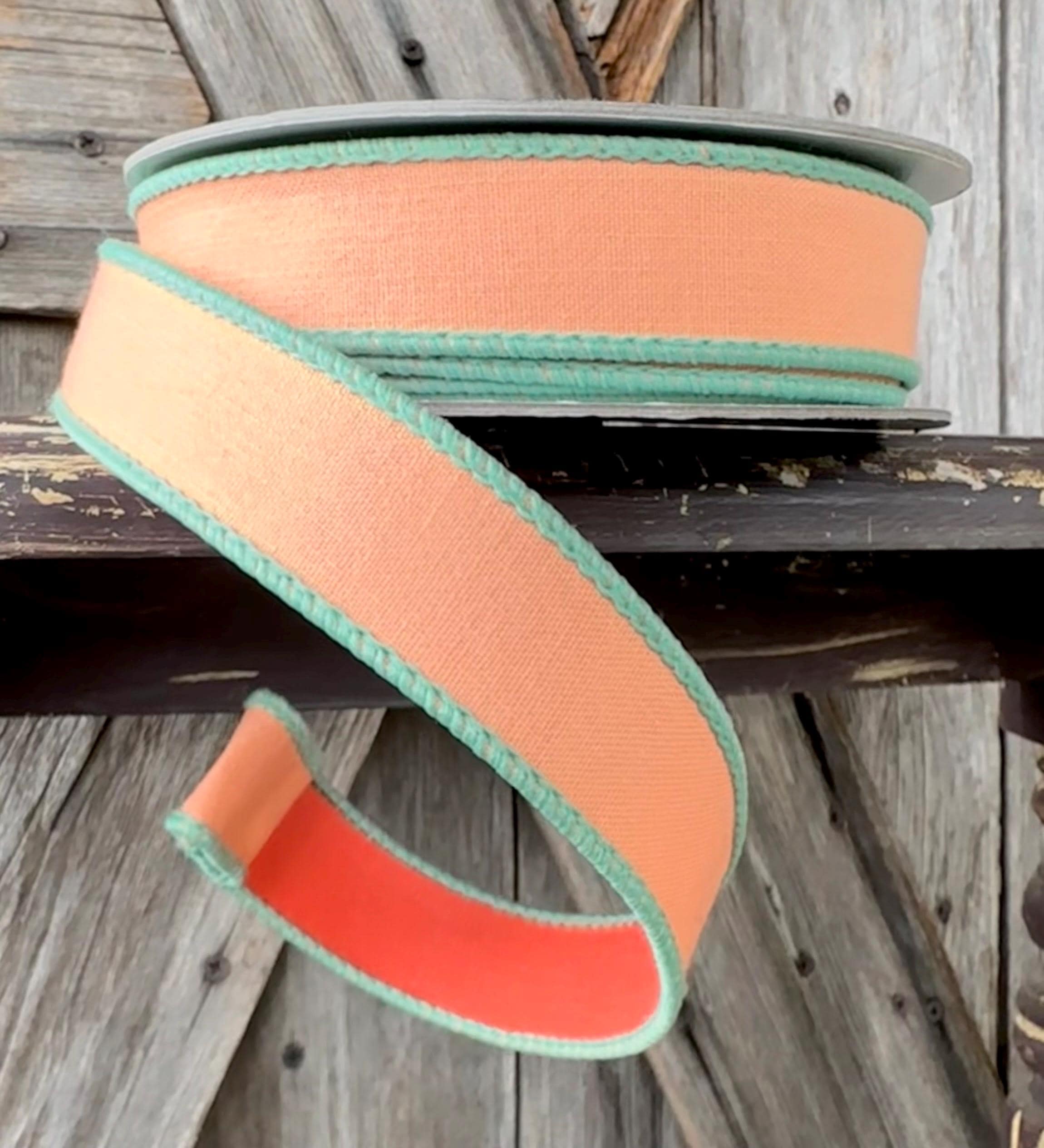 Pretty Pastel Coral Wired Ribbon 1 Inch