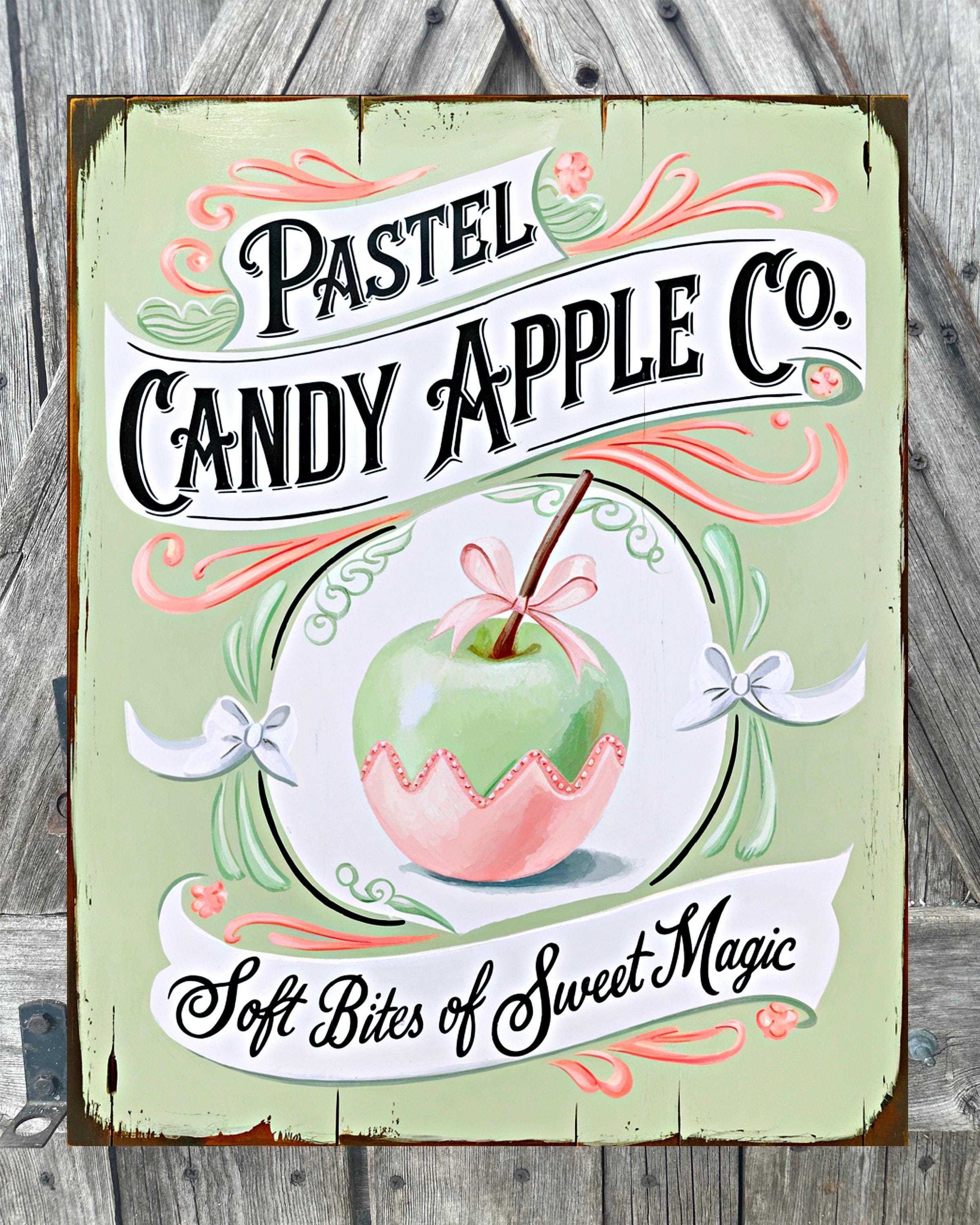 Pastel Candy Apple, Halloween Sign, Halloween Decor, Halloween Wall Art