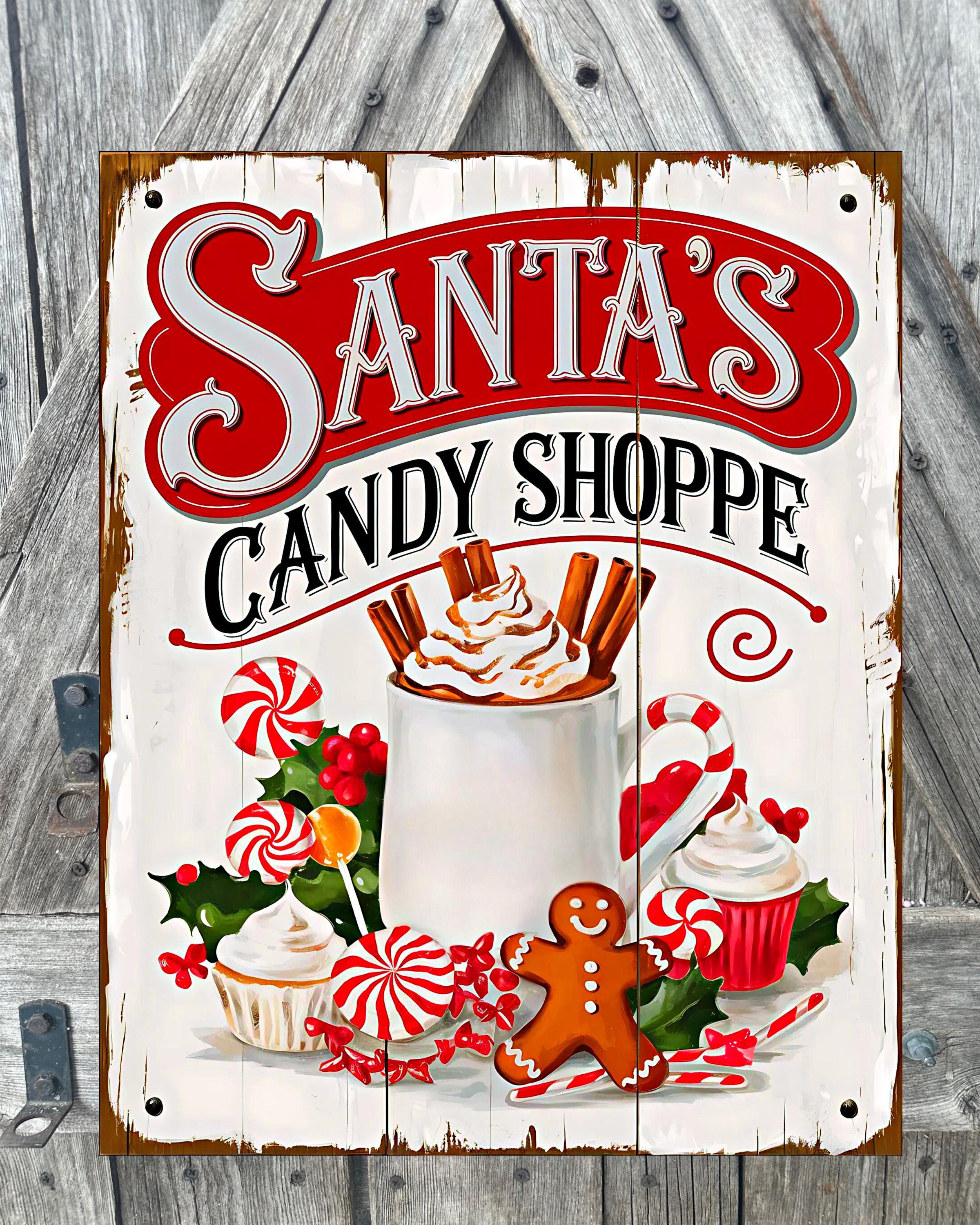 Santa's Candy Shop, Christmas Sign, Christmas Decor, Christmas Wall Art