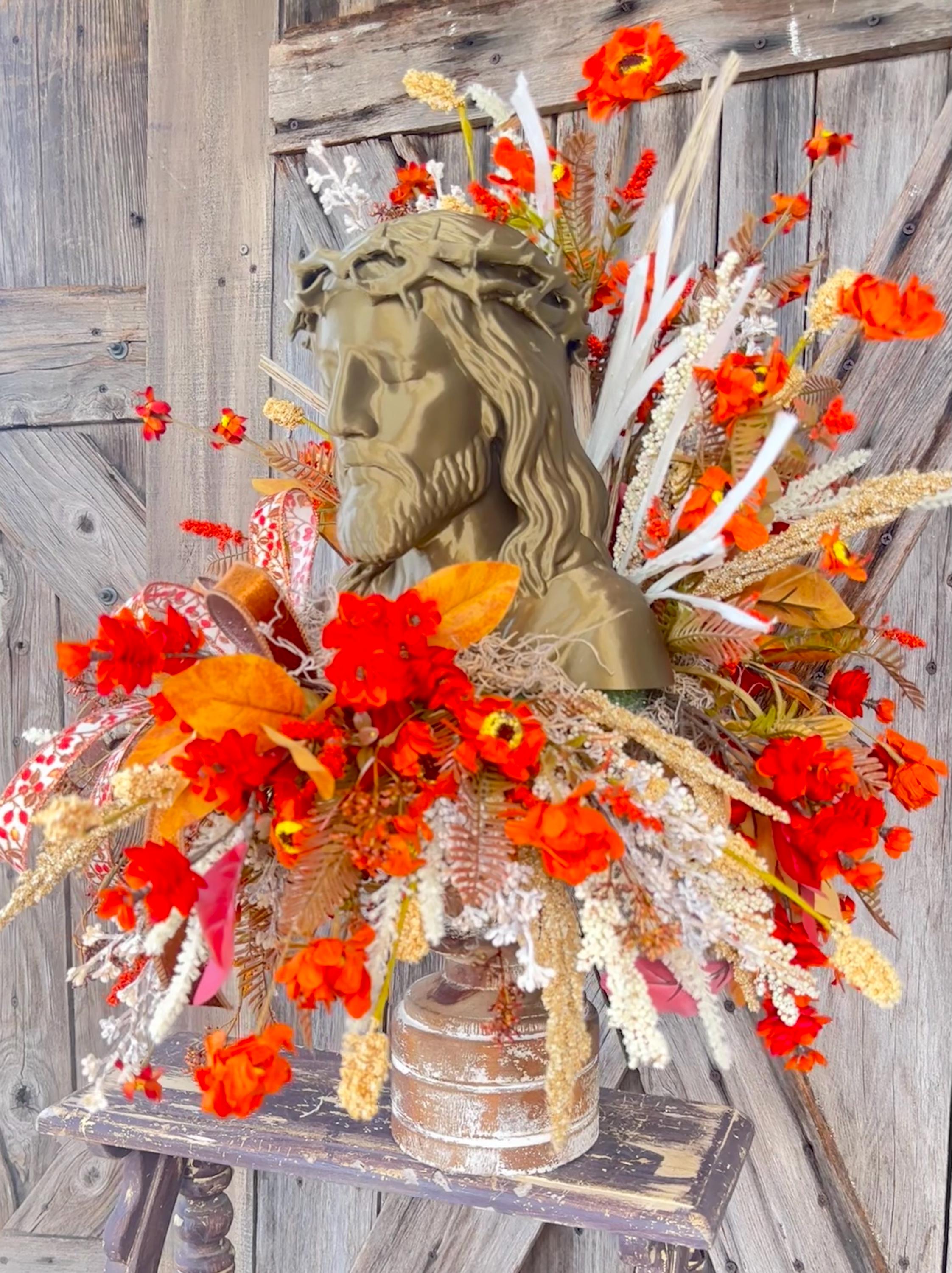 Autumn Centerpiece, Autumn Tabletop Design, Jesus Centerpiece