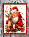 Santa Cardinal Deer, Christmas Sign, Christmas Decor, Christmas Wall Art