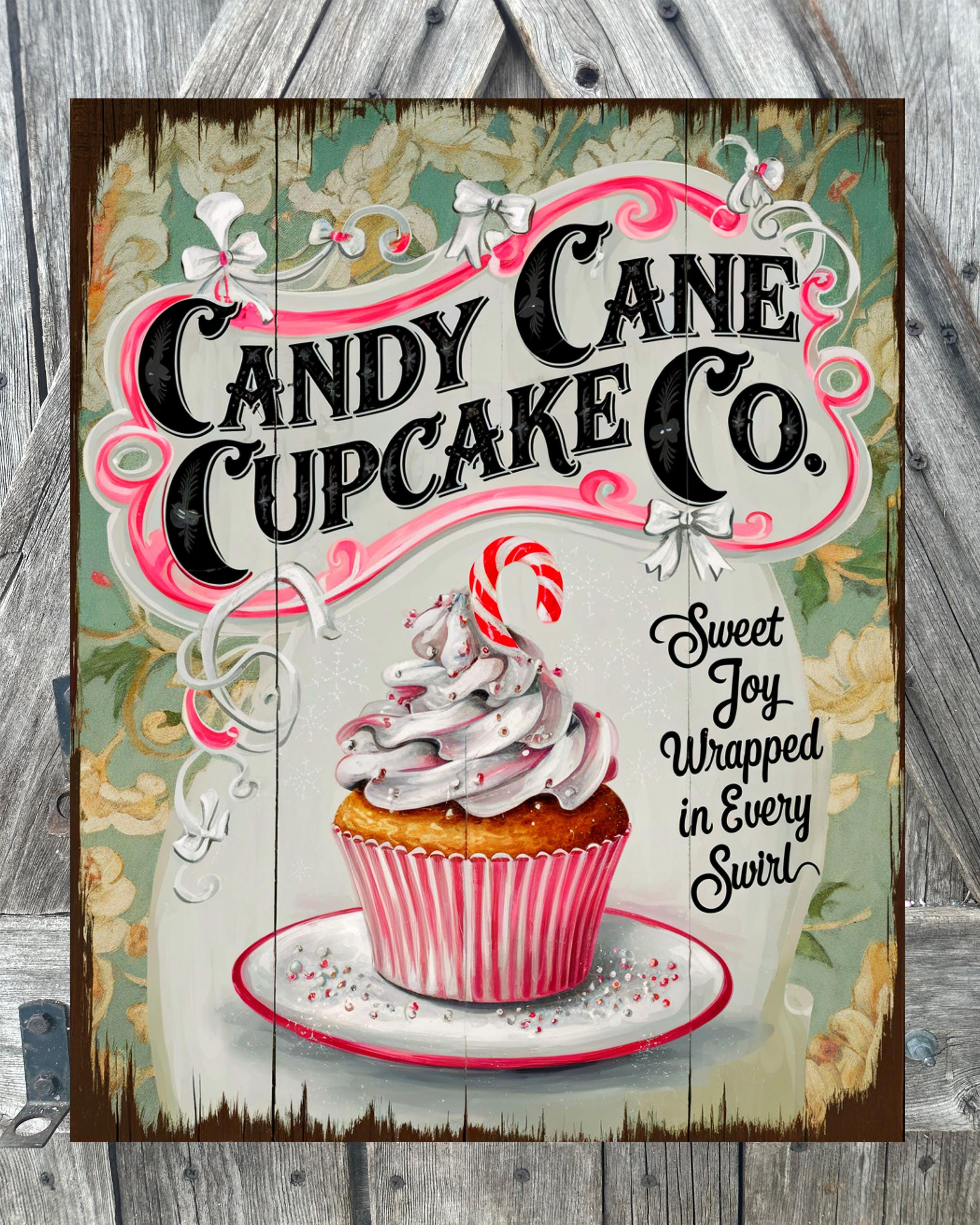 Candy Cane Cupcake Co, Christmas Sign, Christmas Decor, Christmas Wall Art