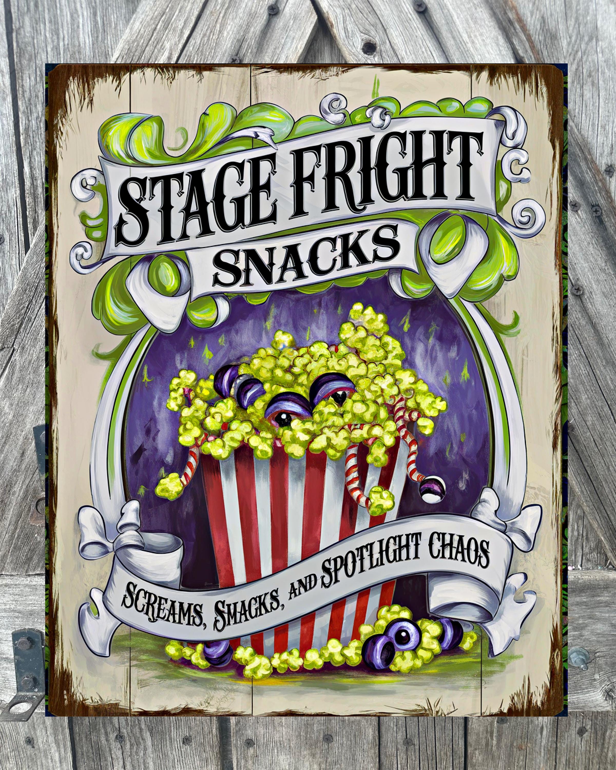 Stage Fright Snacks, Halloween Sign, Halloween Decor, Halloween Wall Art