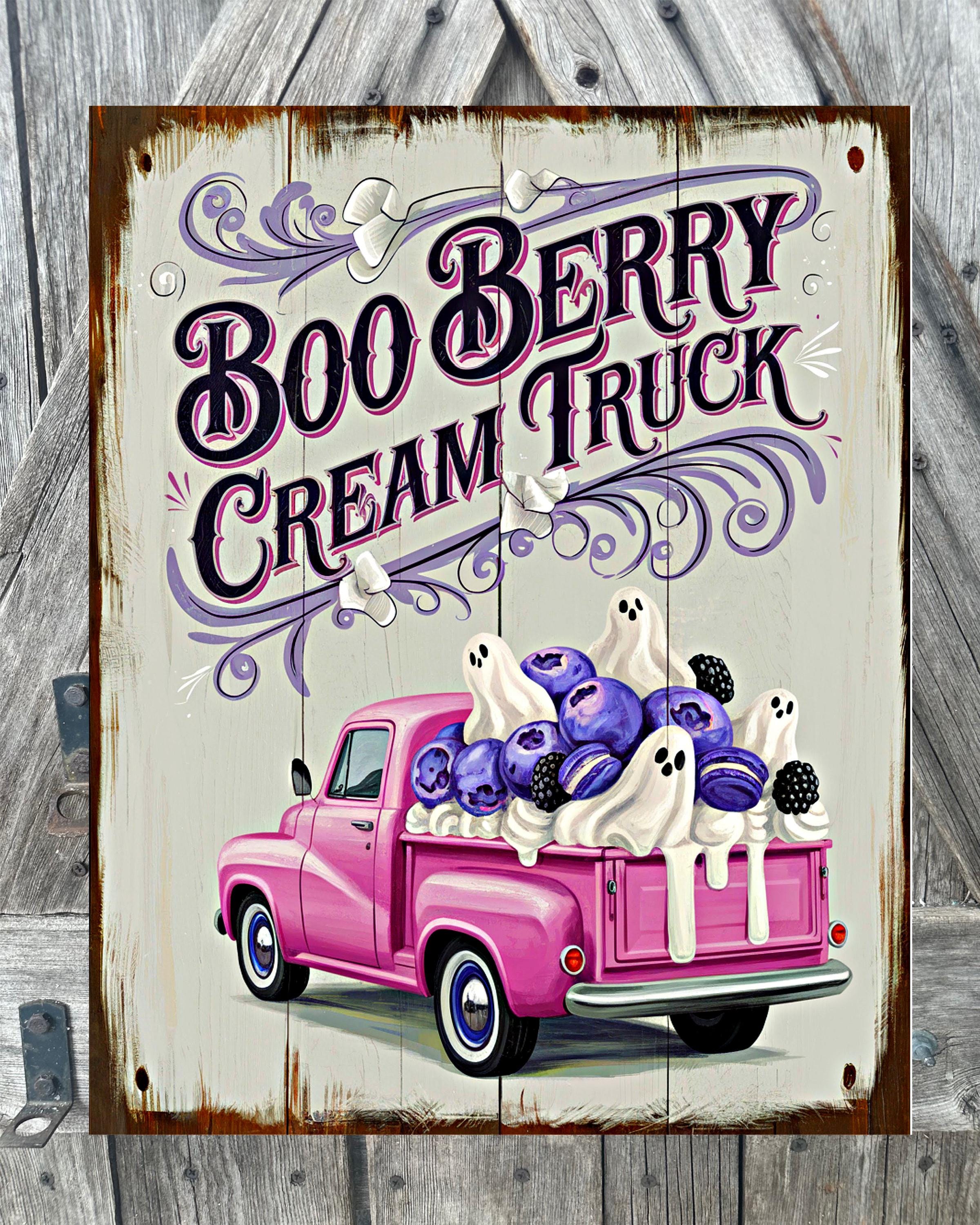 Boo Berry Cream Truck, Halloween Sign, Halloween Decor, Halloween Wall Art