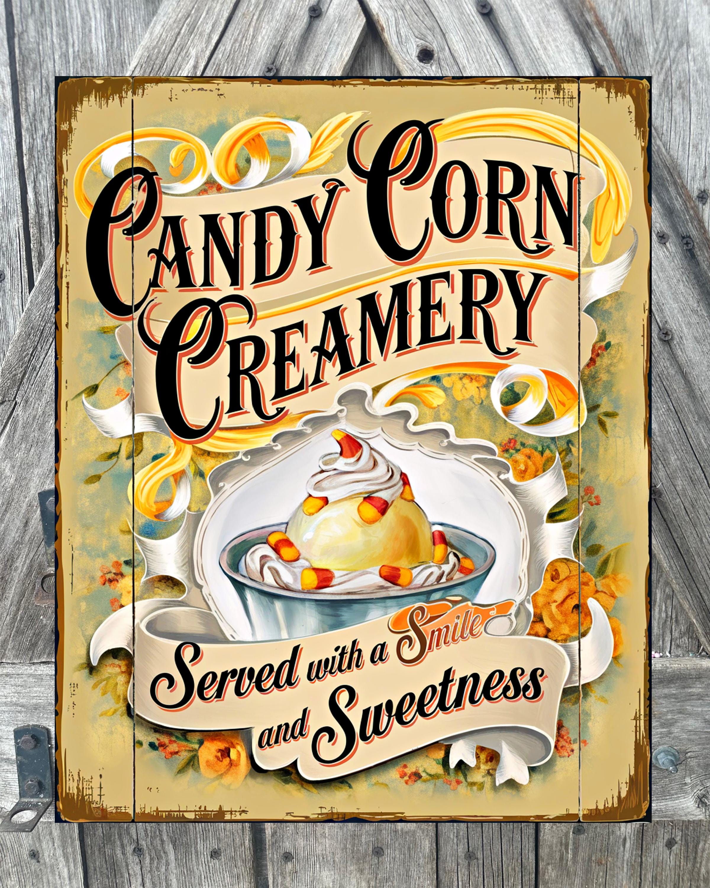 Candy Corn Creamery, Halloween Sign, Halloween Decor, Halloween Wall Art
