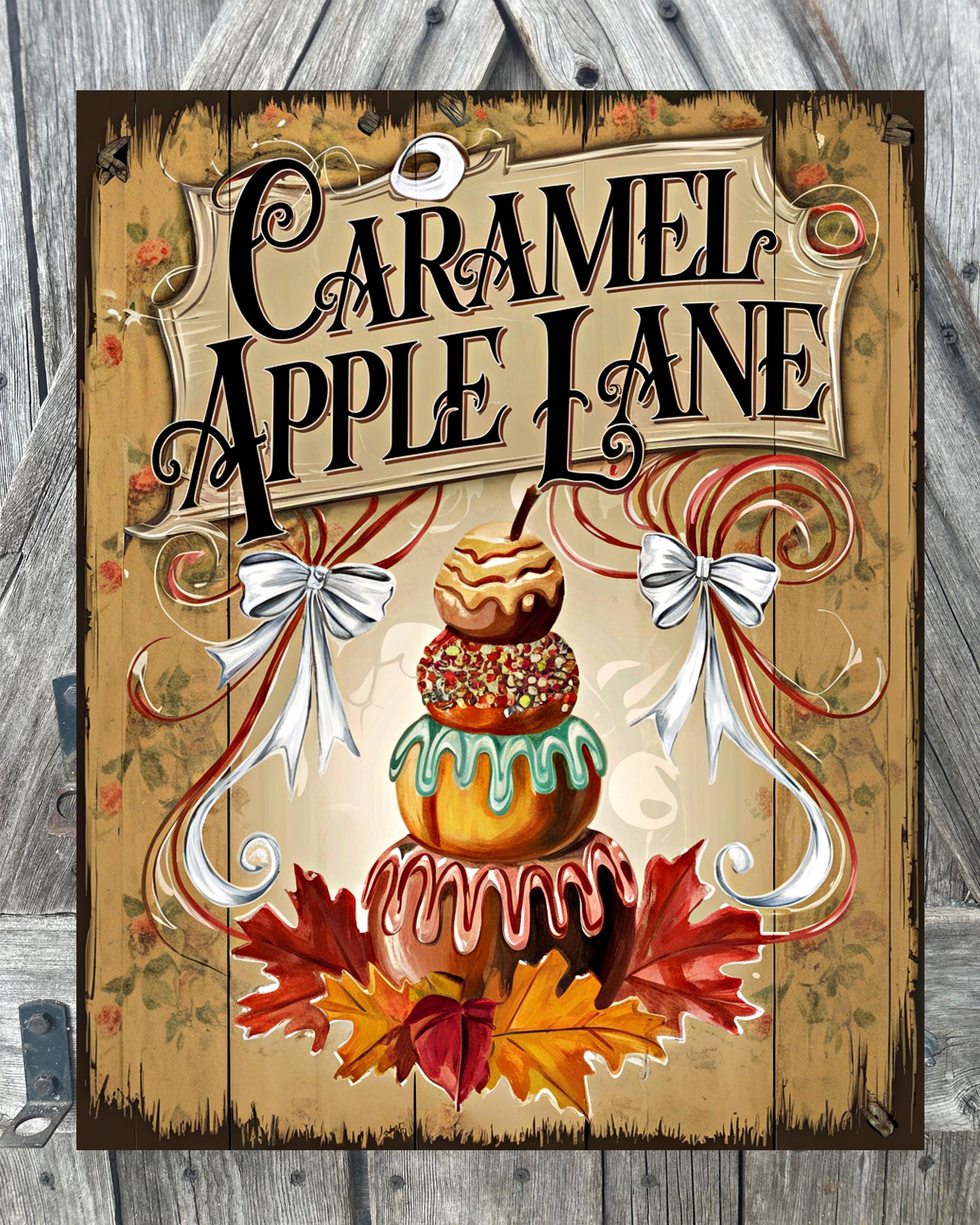Carmel Apple Lane, Autumn Sign, Autumn Decor, Autumn Wall Art