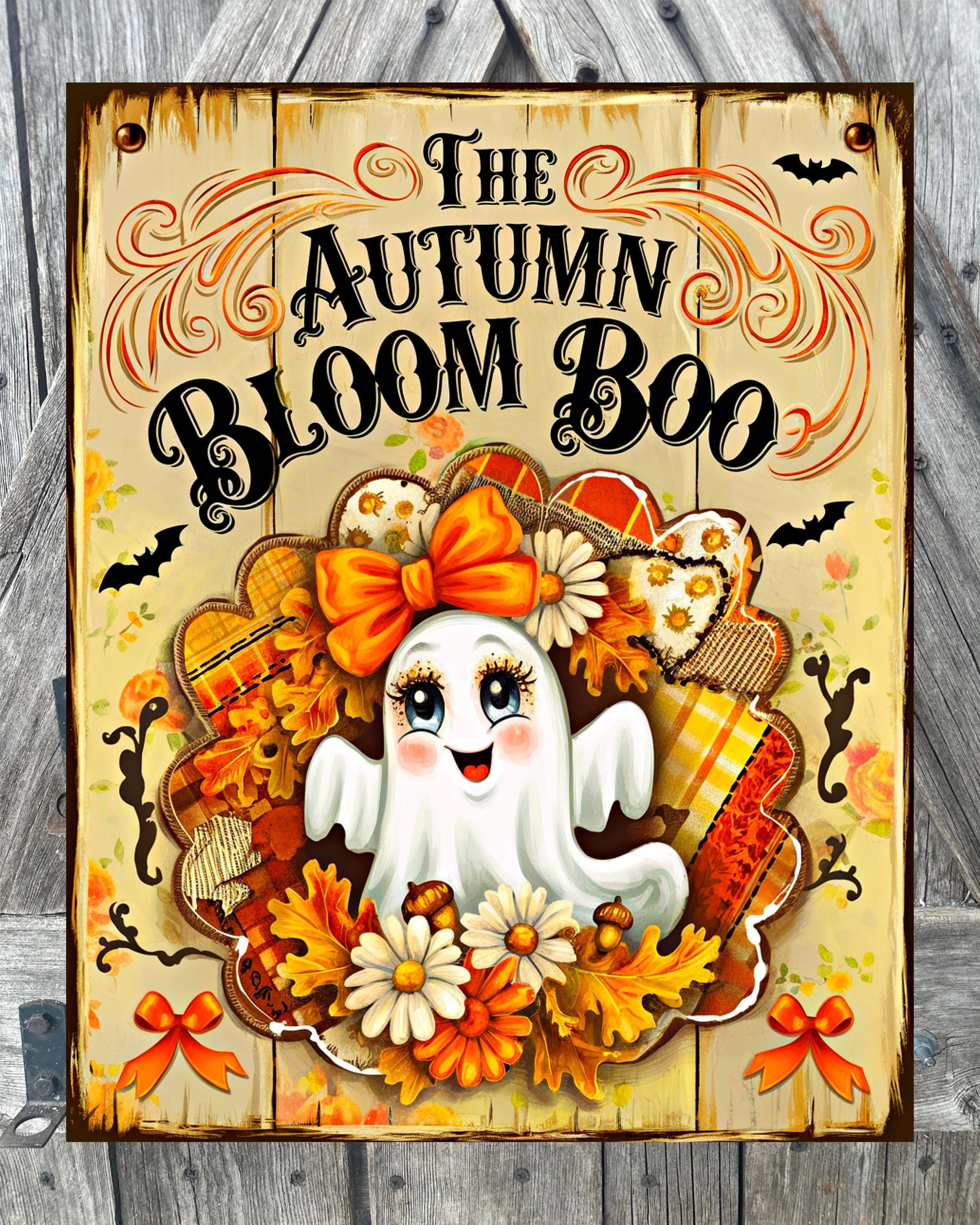 The Autumn Bloom Boo, Halloween Sign, Halloween Decor, Halloween Wall Art