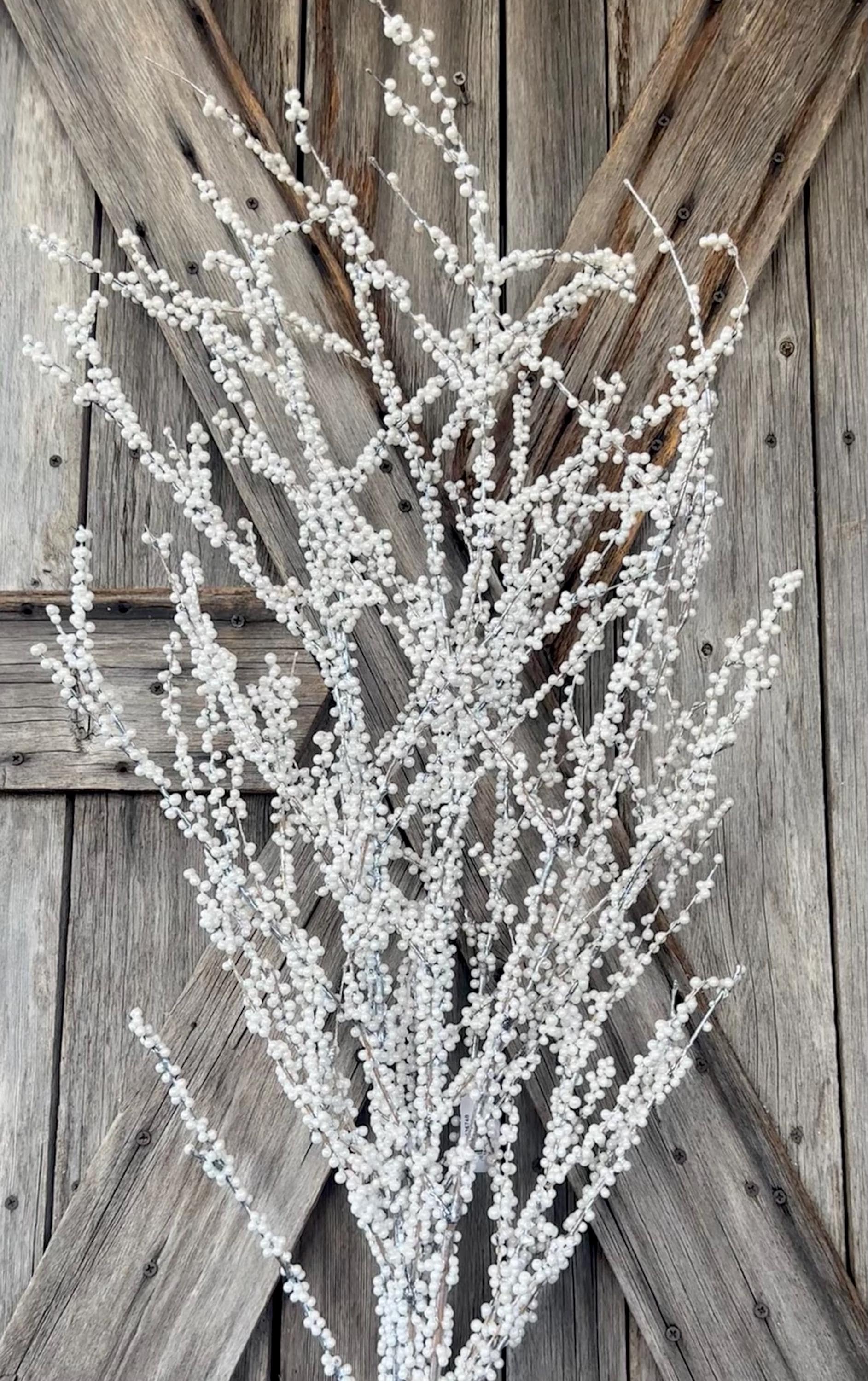 Supersize White Berry Twig Bundle, 35 Inches