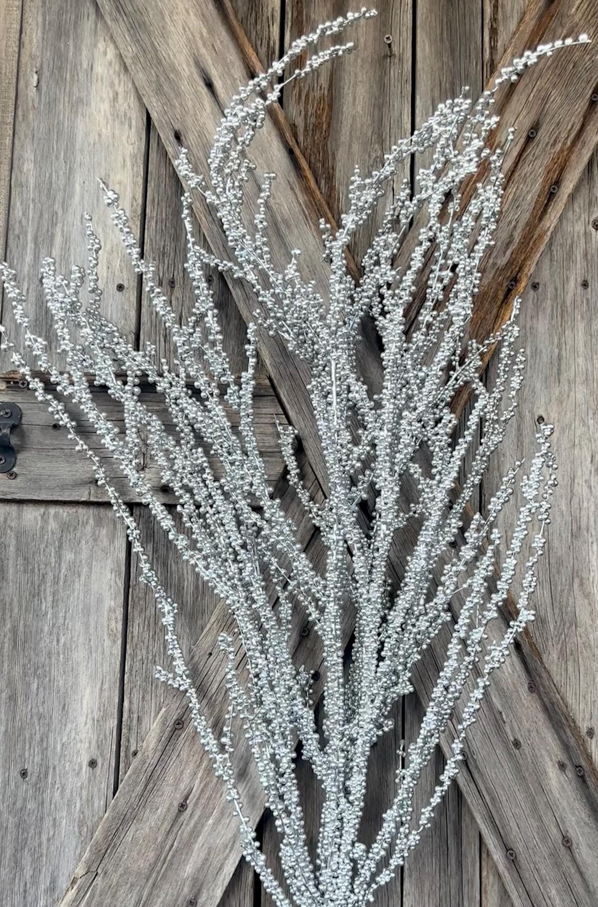 Supersize Silver Berry Twig Bundle, 35 Inches