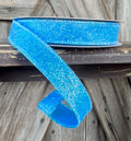 Blue Iridescent Glitter Wired Ribbon 5/8 Inch