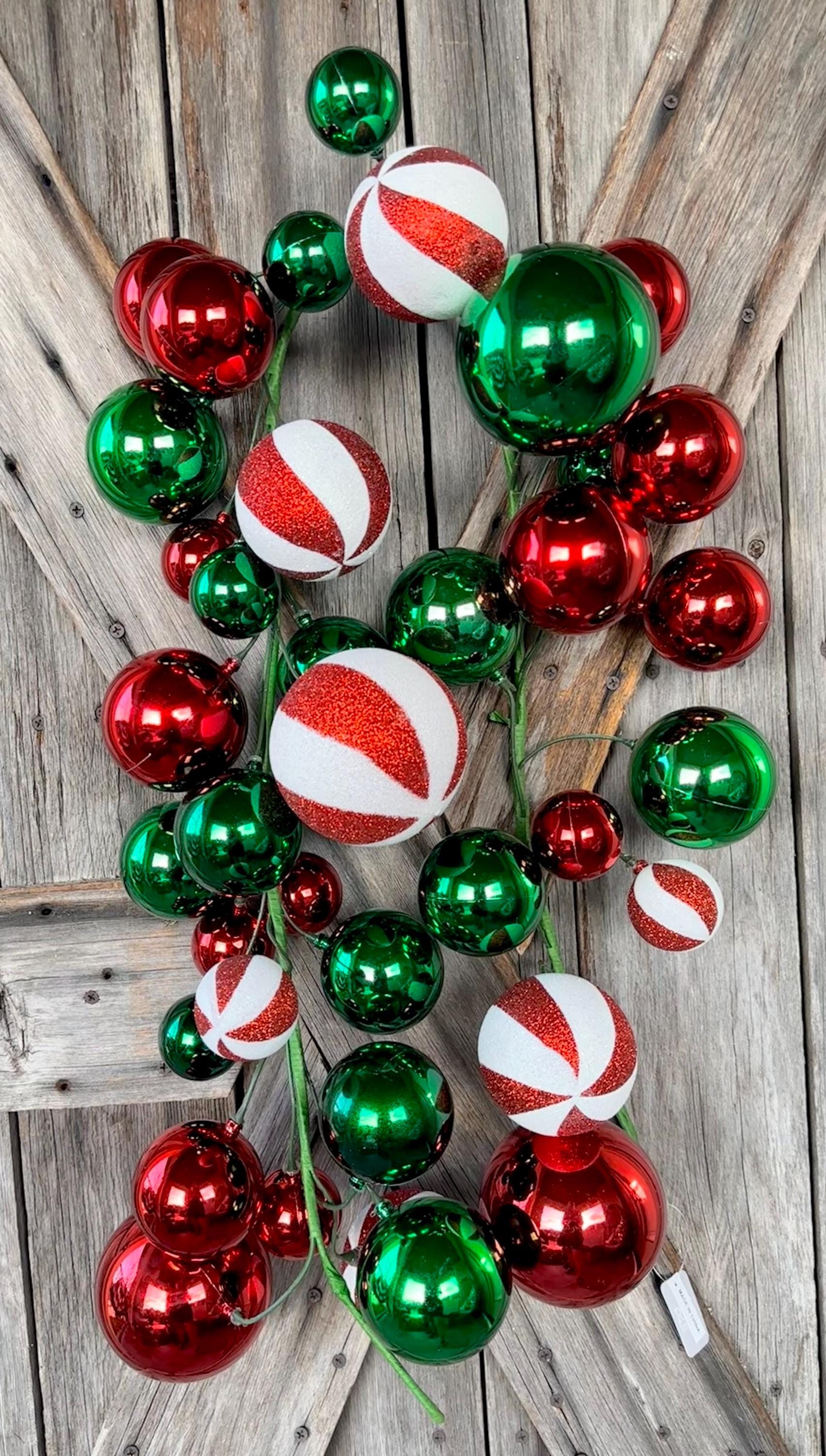 4 Foot Red Green Peppermint Ball Garland