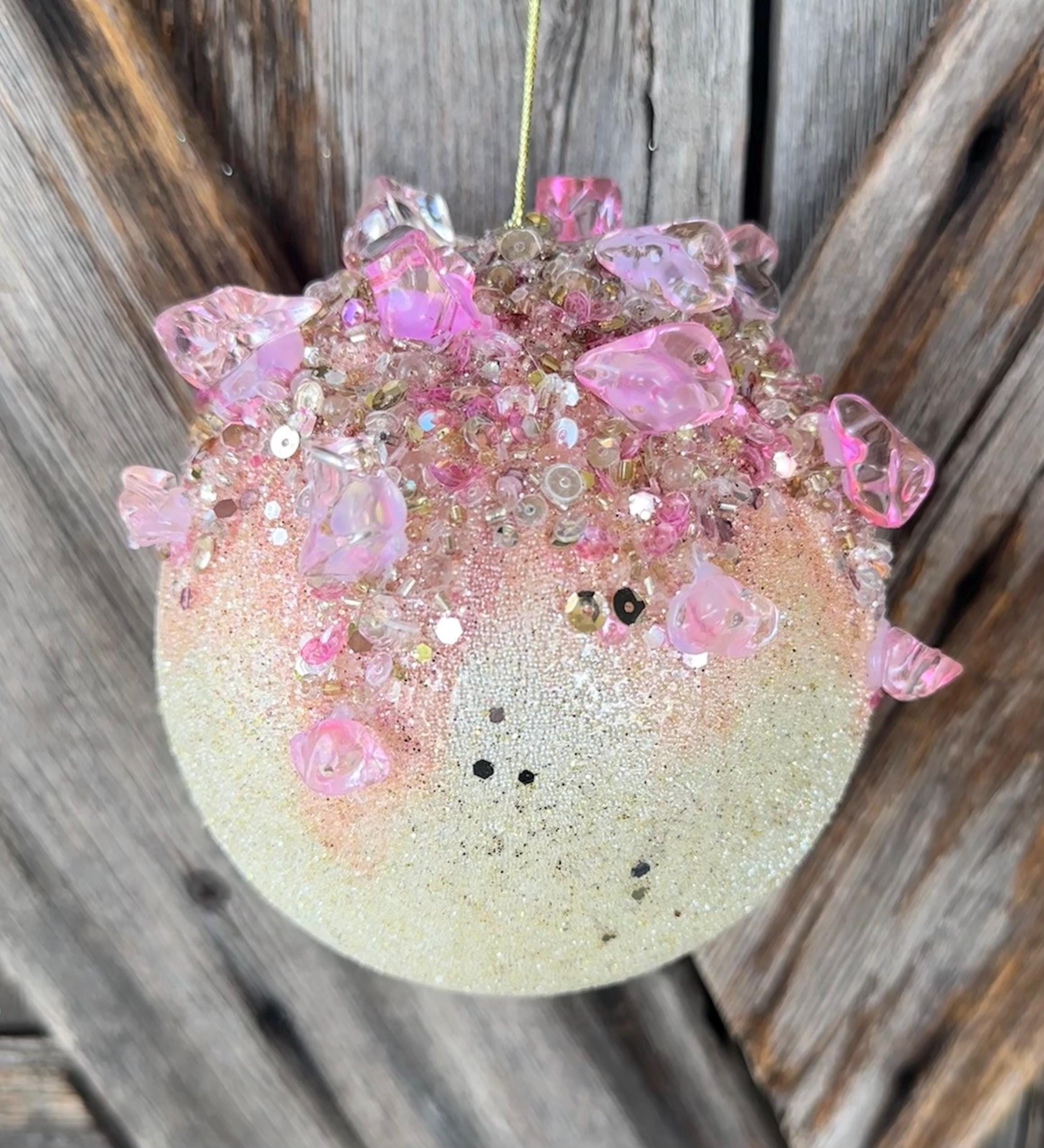 Pink Pearl Colored Sugar Crystal Ball 5 Inch Shatterproof