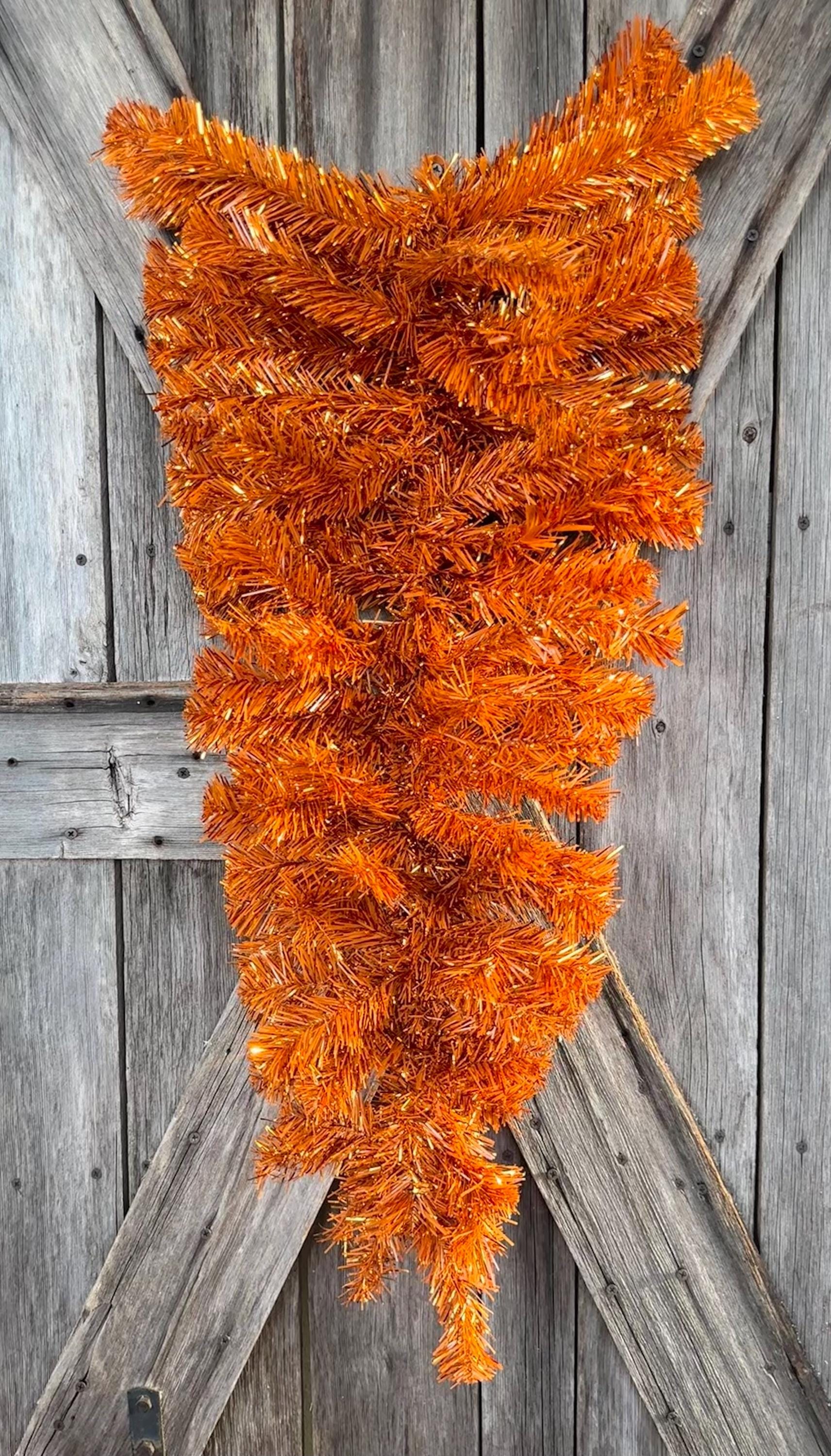 Orange Tinsel Teardrop Base, 32 Inches Wreath Supply