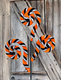 Orange Black Velvet Striped Curly Spray