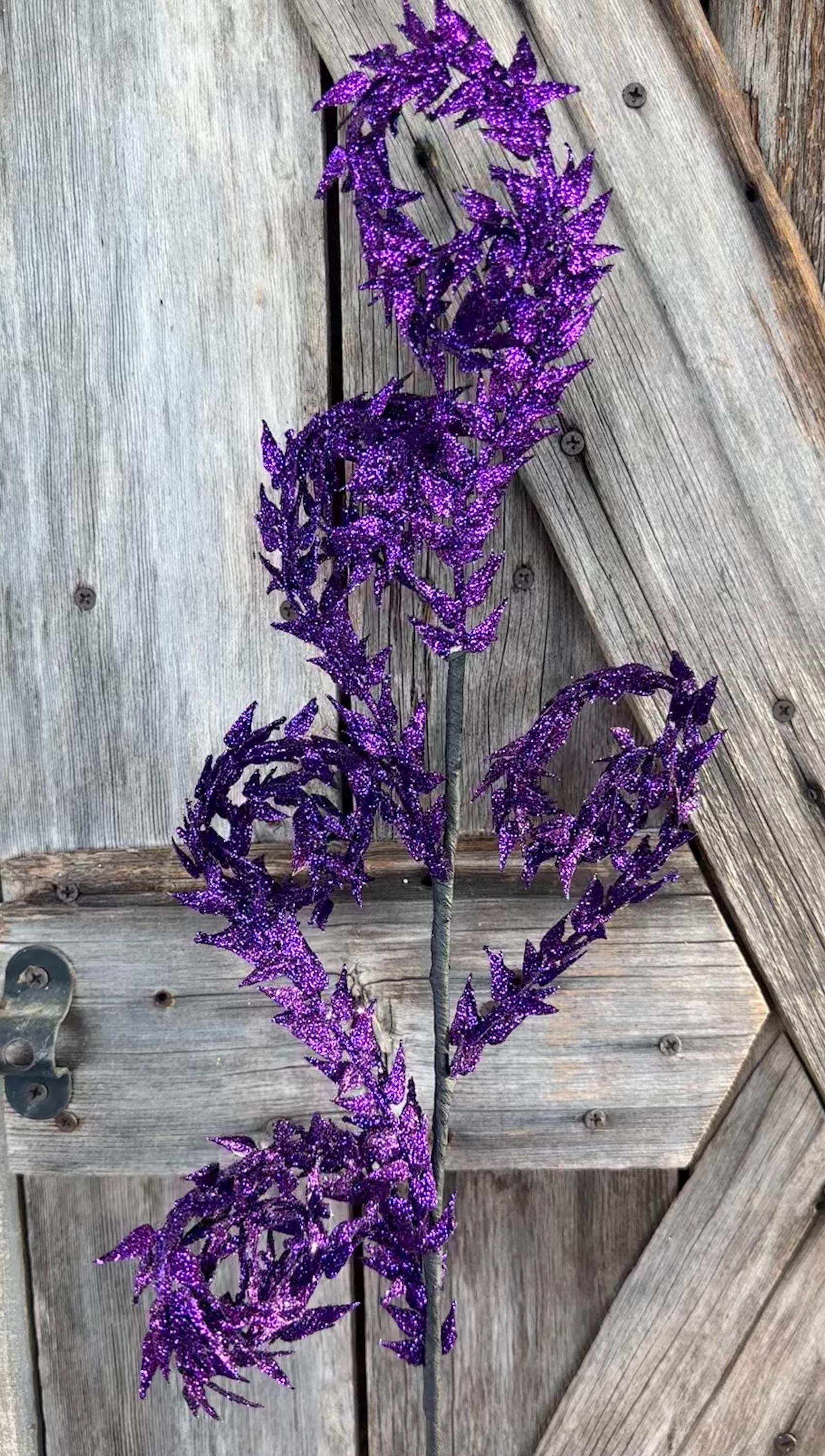 Purple Metallic Leaf Curly Spray