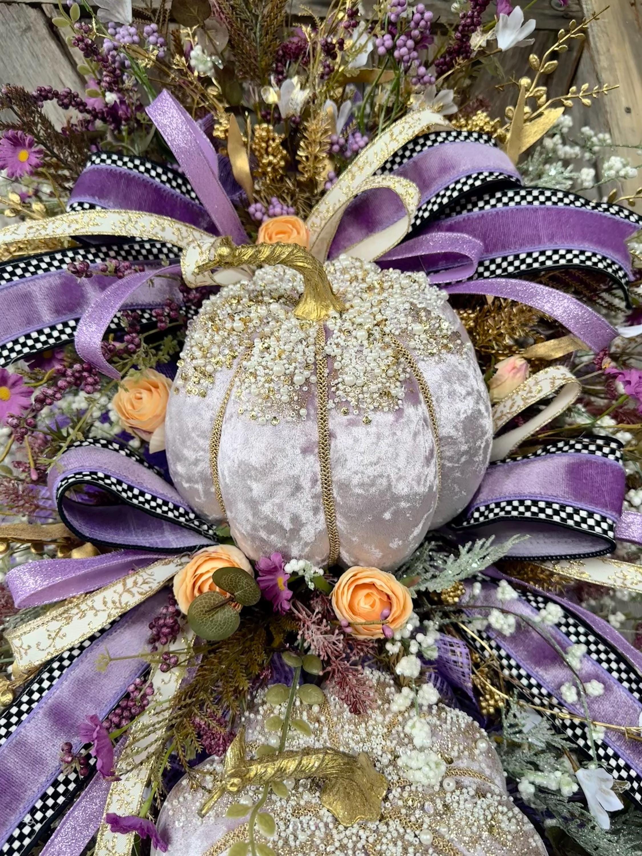 Autumn Wreath, Fall Decor, Pumpkin Swag, Fall Wreath, Fall Door, Lavender
