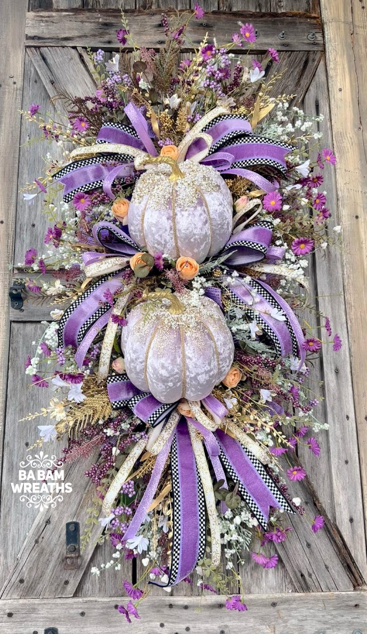 Autumn Wreath, Fall Decor, Pumpkin Swag, Fall Wreath, Fall Door, Lavender