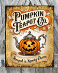 Pumpkin Teapot, Halloween Sign, Halloween Decor, Halloween Wall Art