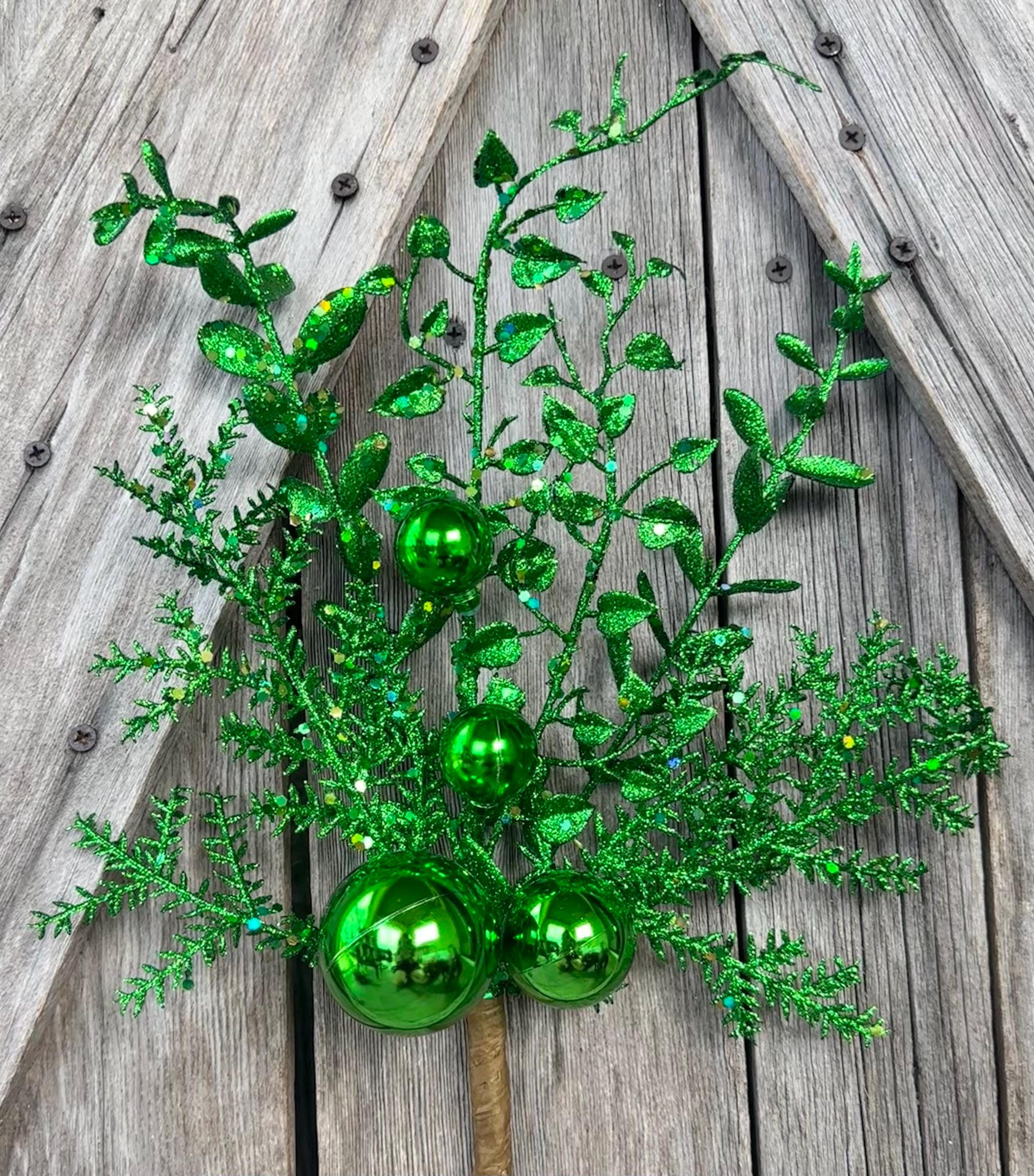 Green Glitter Ball Berry Spray