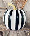 Black White Stripe Pumpkin 7.5 Inches
