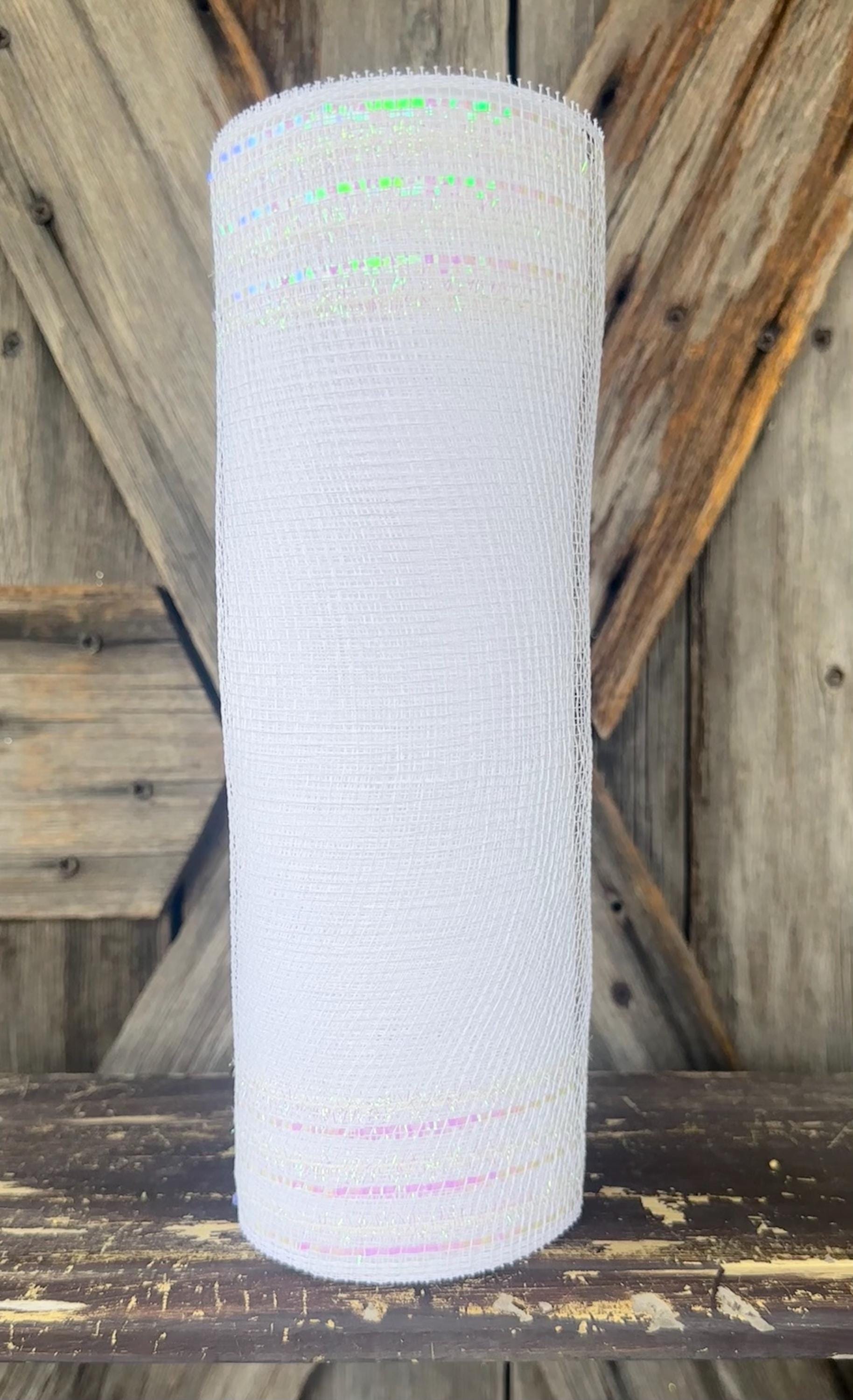 10 Yards, White Tinsel Foil Border Mesh
